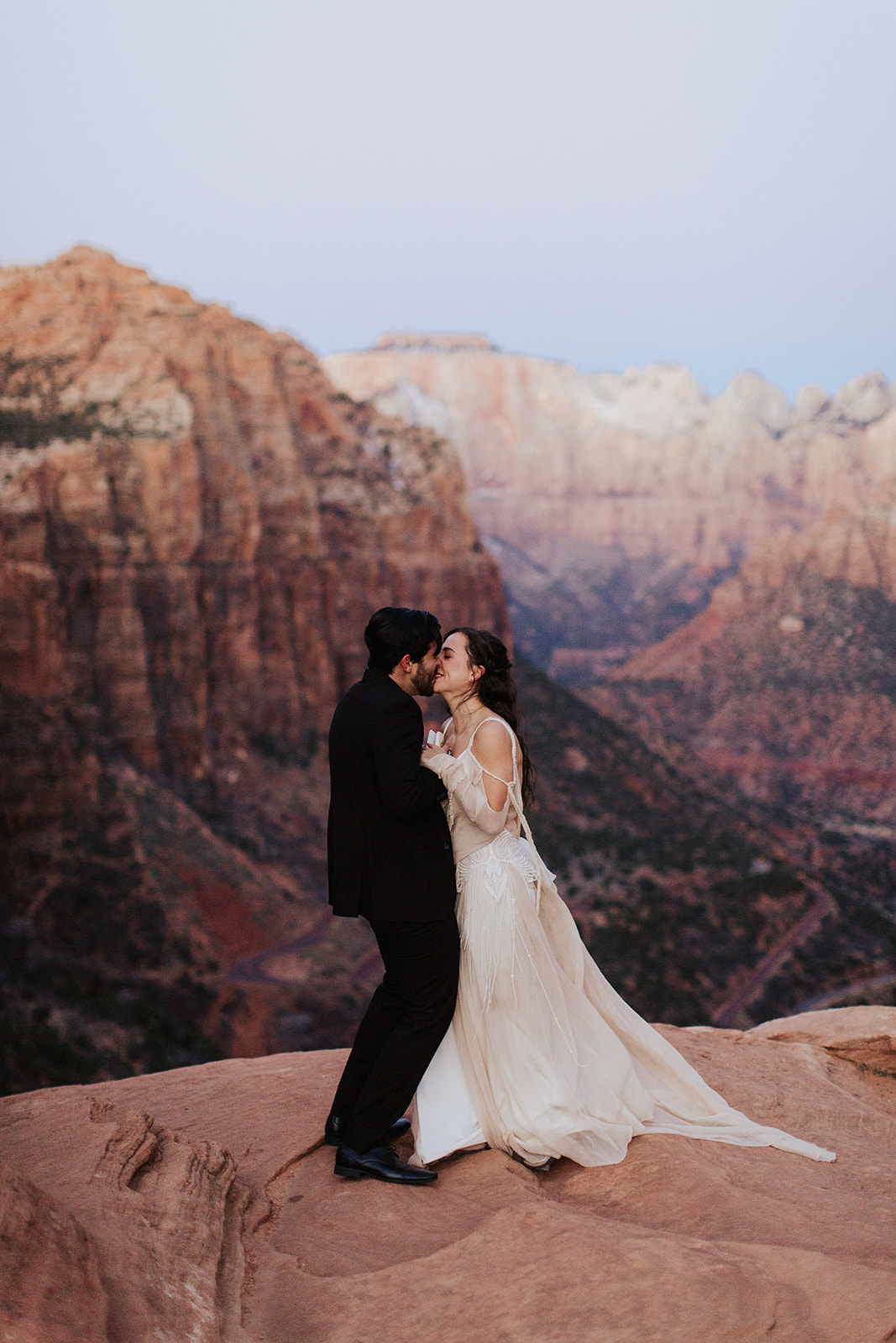 couple exchanges vows at Zion National Park wedding