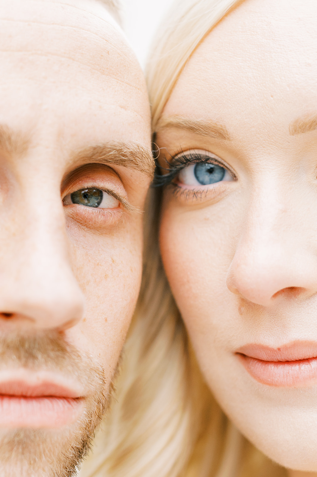 Closeup of a bride and groom's eyes