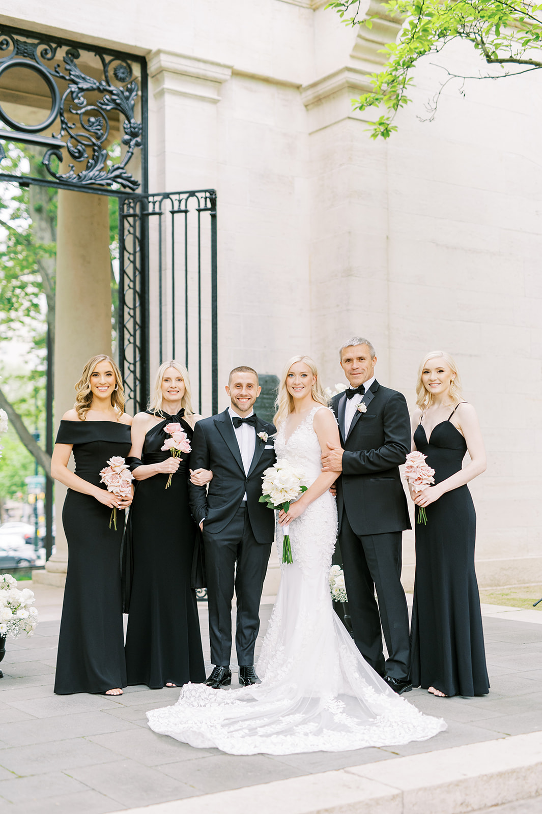 Bride and Groom and their families at the Rodin Museum