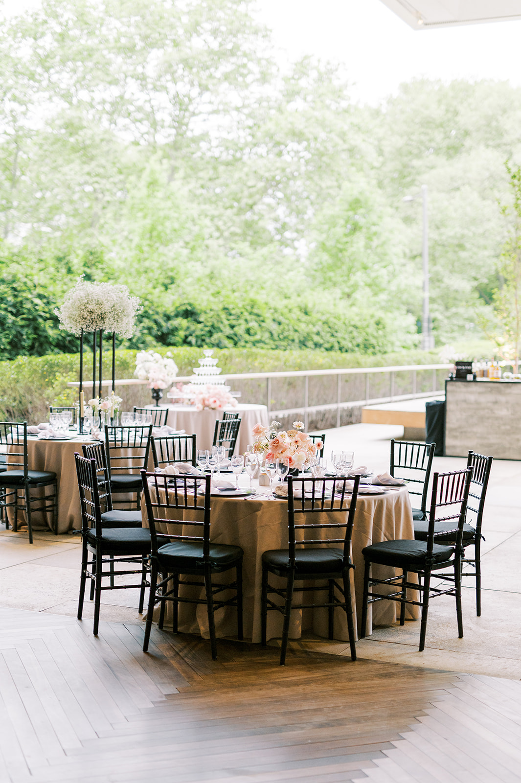wedding reception tables at the Barnes Foundation