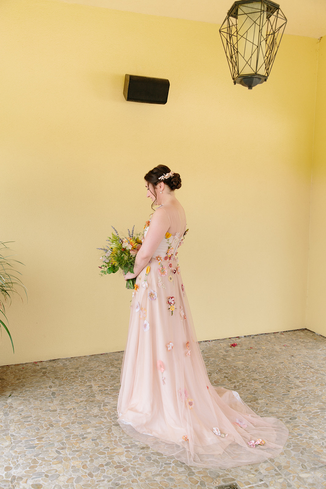 Custom floral wedding dress by mignonette bridal