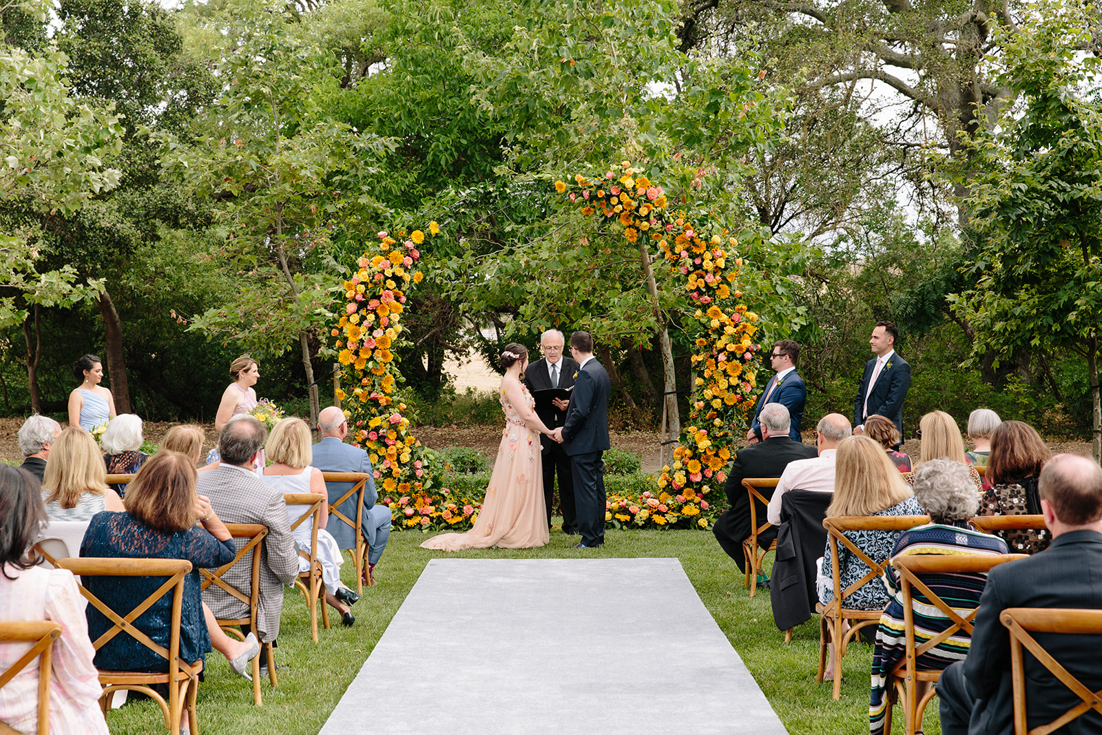 floral wedding arch at the barn at green valley in Fairfield California