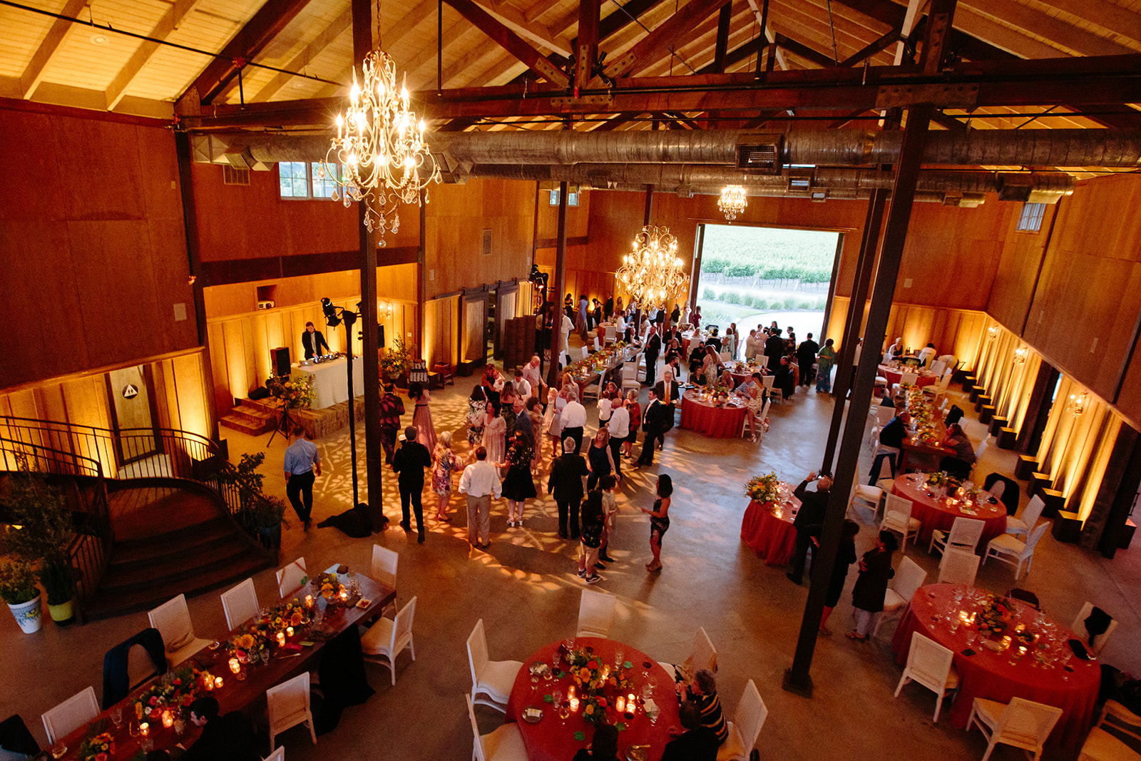 wedding reception inside the barn at green valley