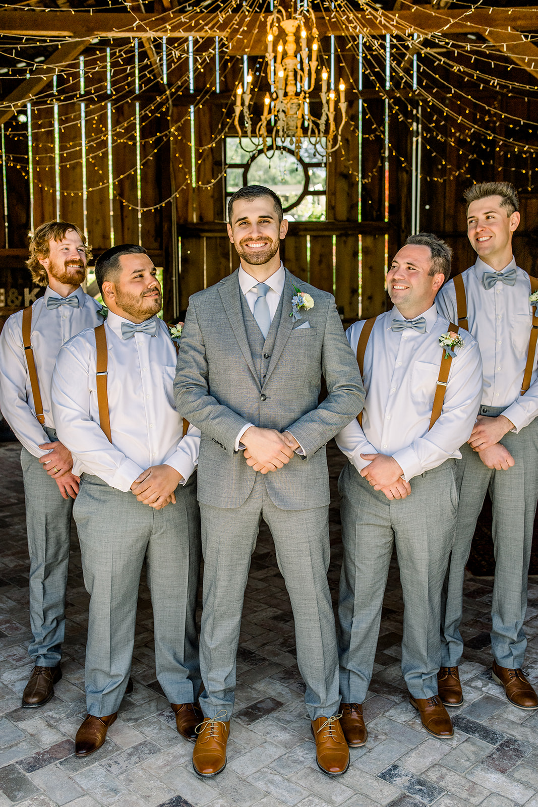 Sonora CA wedding groomsmen grey suits