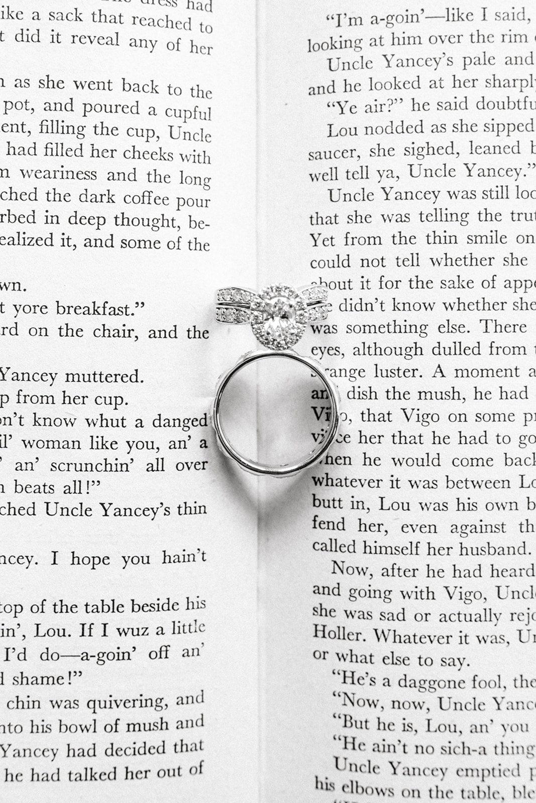 wedding rings details black and white