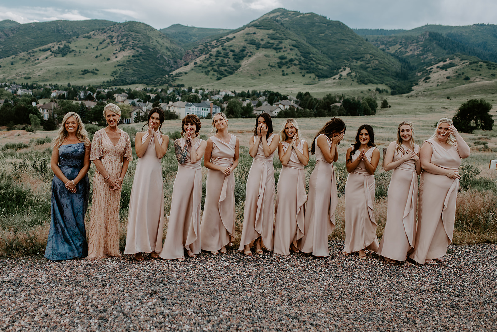 bridesmaids reaction to seeing bride in dress