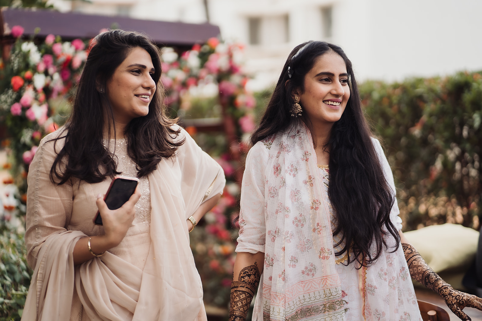 Family bond: The bride shares a heartwarming moment with her loved ones in this beautiful image