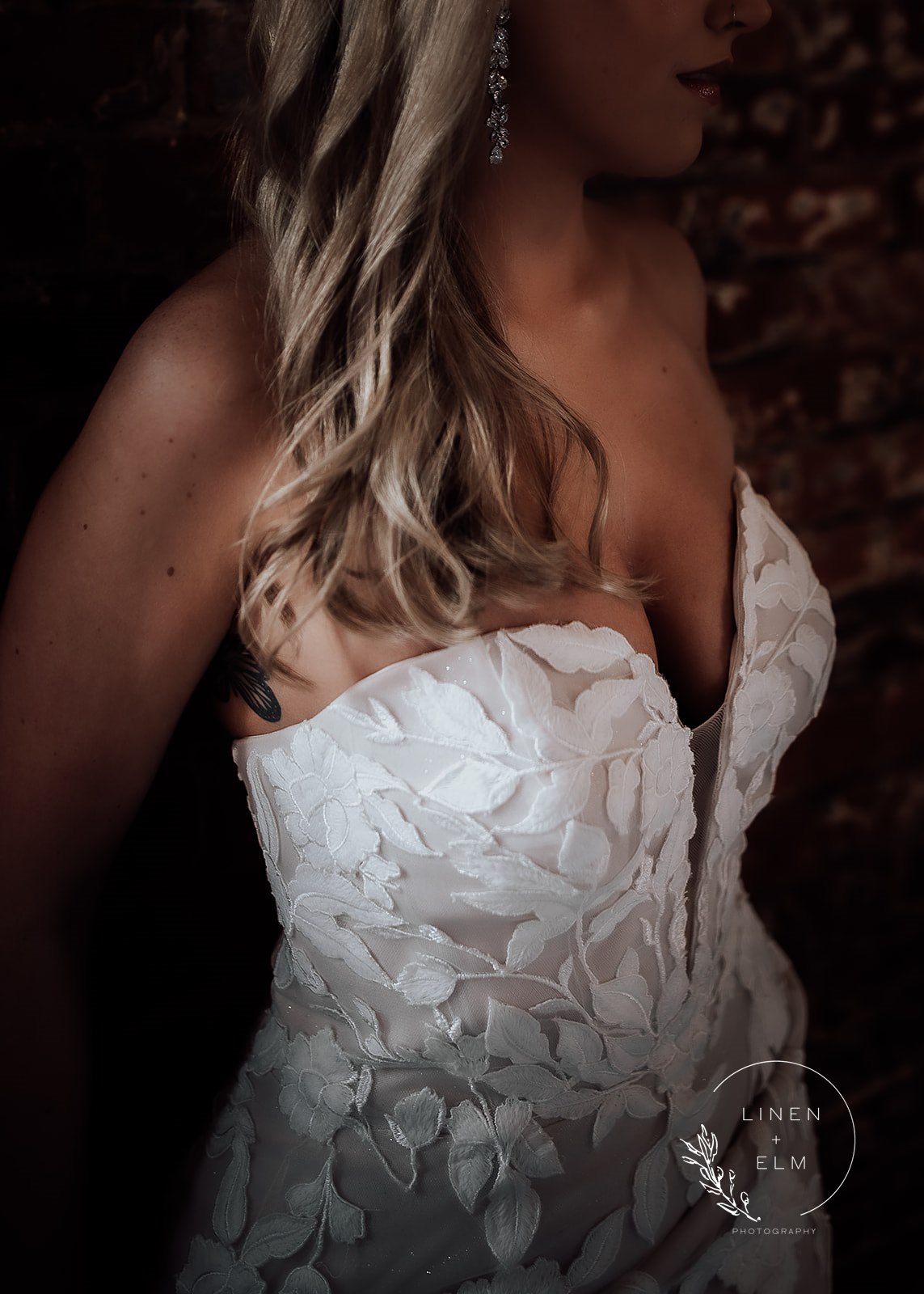 bridal portrait dress details Brightside Music & Event Venue Dayton Ohio