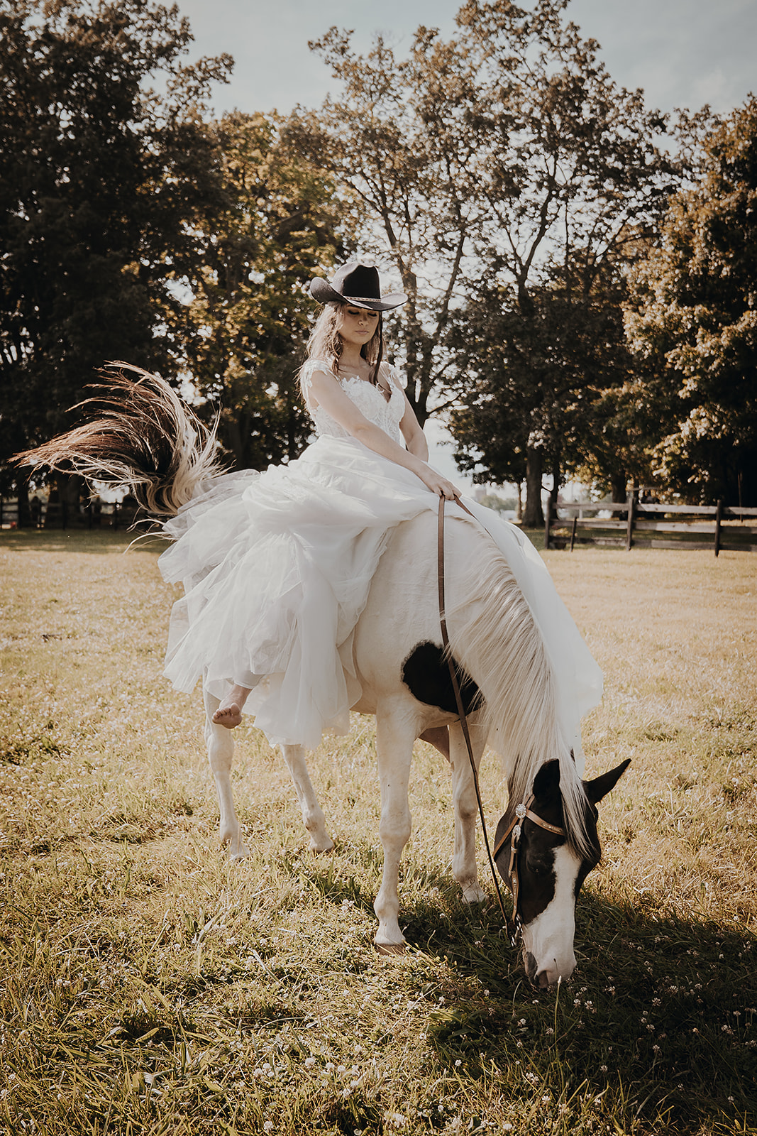 Bride on a horse Cedar Bay Farm Lebanon Ohio