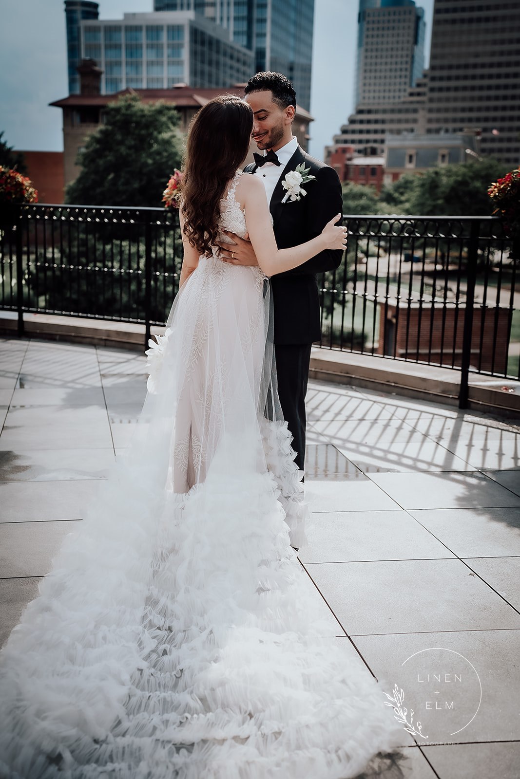 newly married couple wedding photography rooftop Lytle Park Hotel
