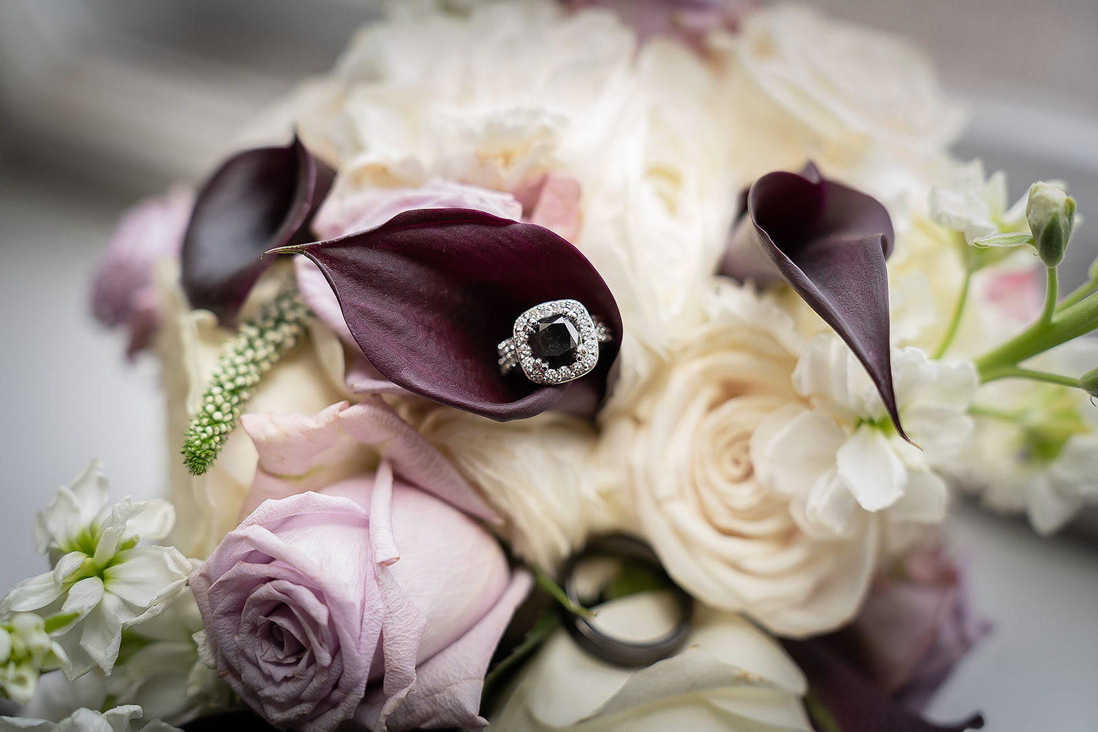 Ring details wedding bouquet Rolling Meadows Ranch Lebanon Ohio