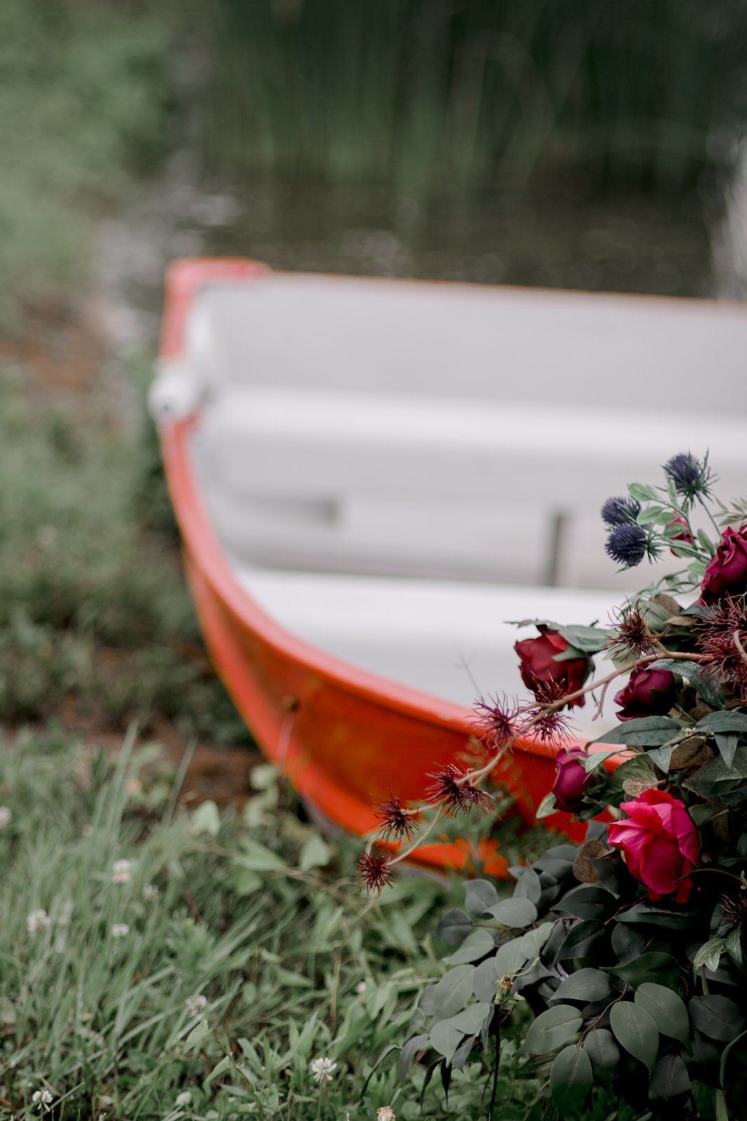 wedding boat decorated with florals Abby's Farm Cincinnati 