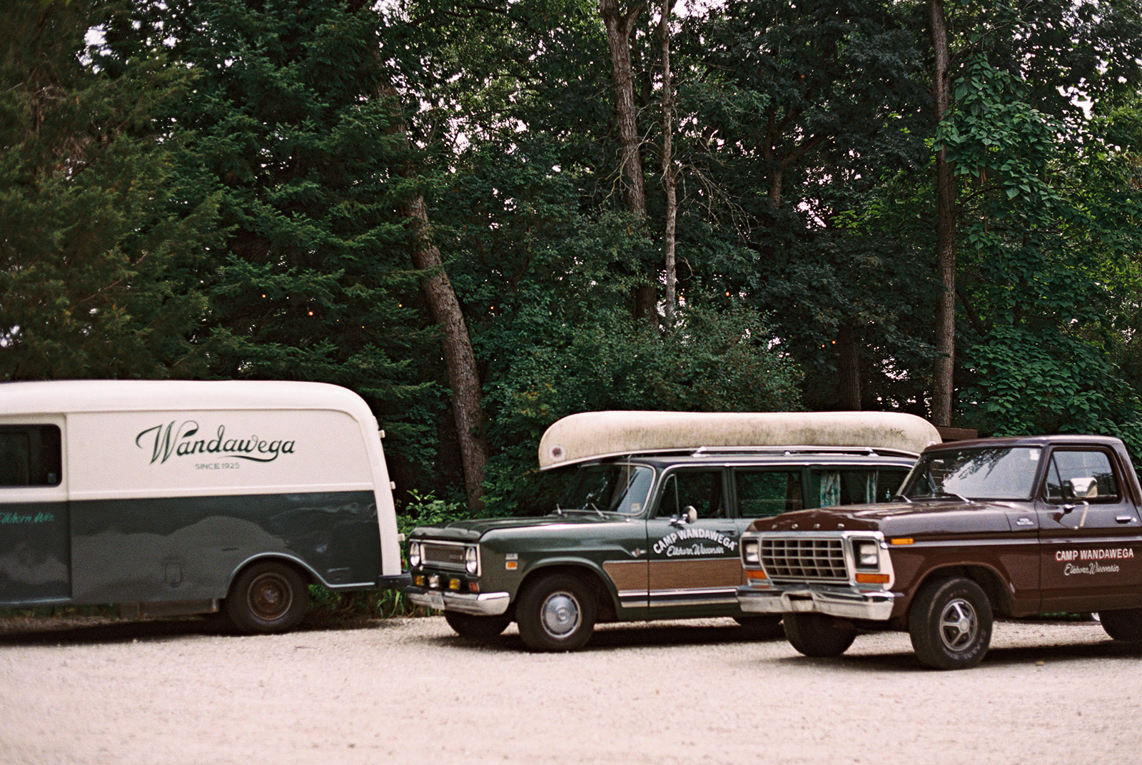 Film photo of the vehicles at Camp Wandawega