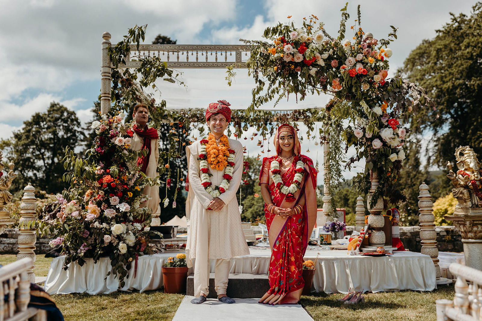 bride and groom during Hindu wedding at Plas Dinam
