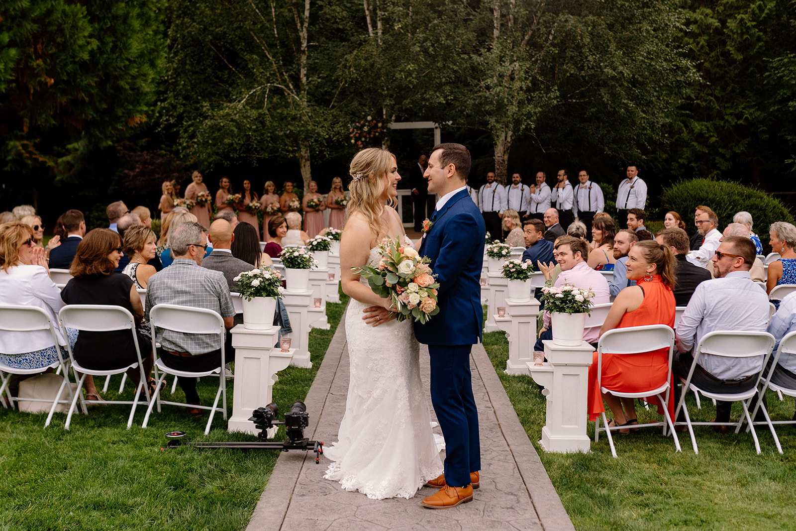A wedding ceremony at Creekside Estate. 