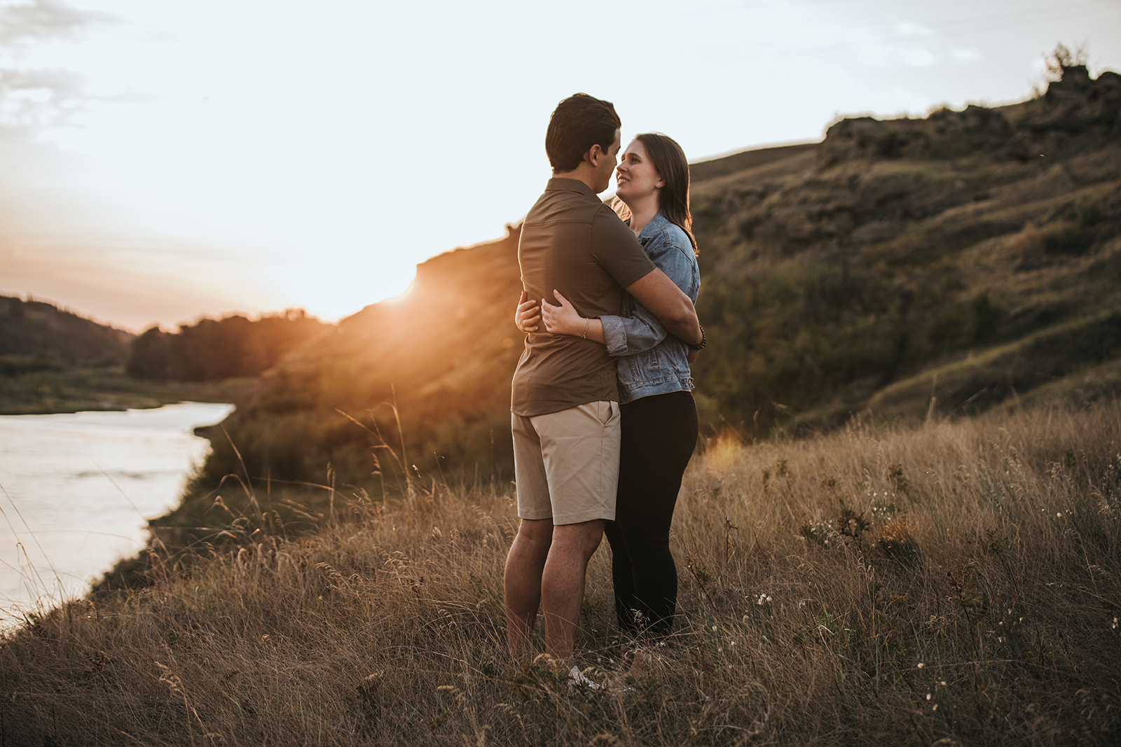 Sunset Engagement Photos on The Bow River