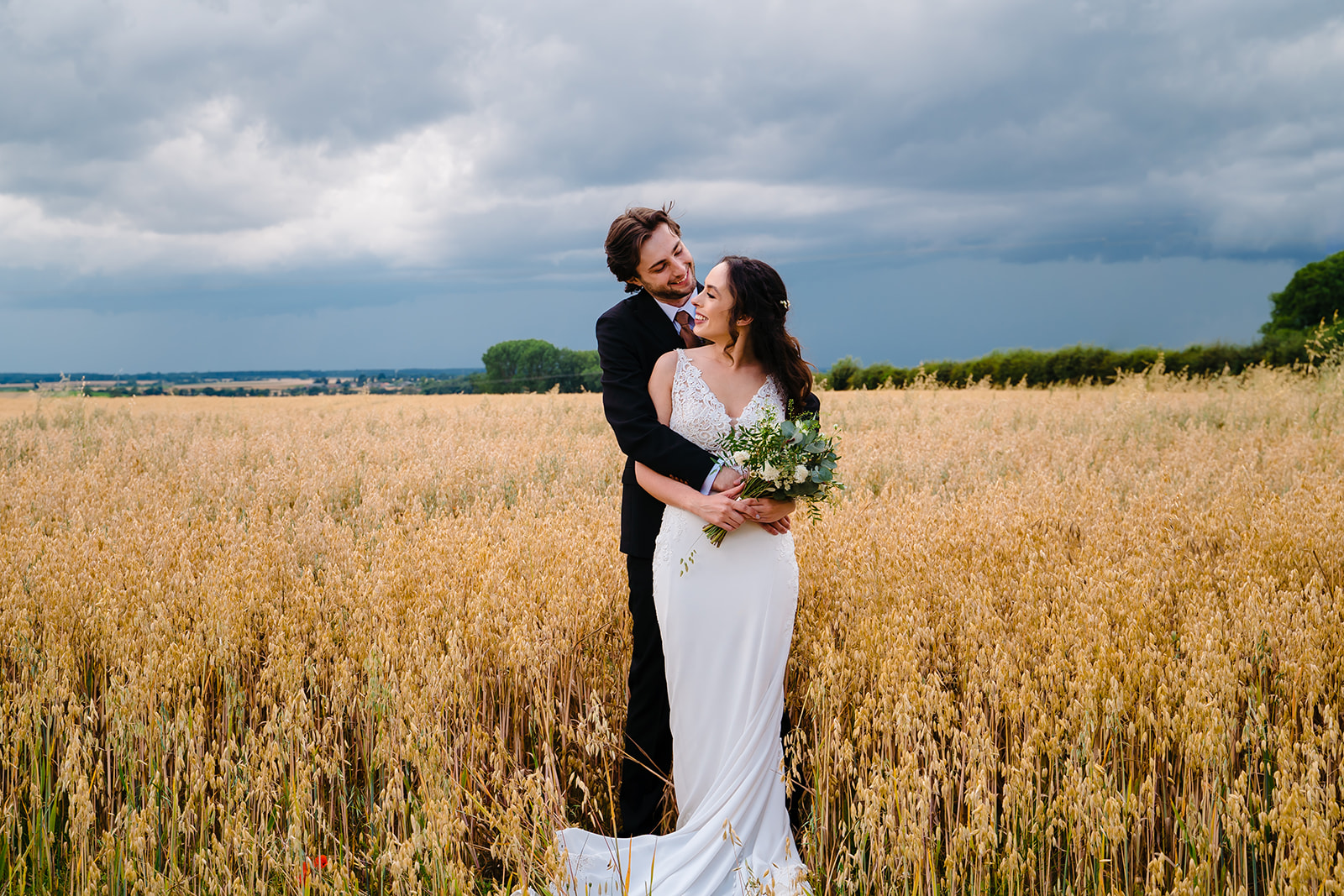 cleatham hall bridal portrait in wheat field