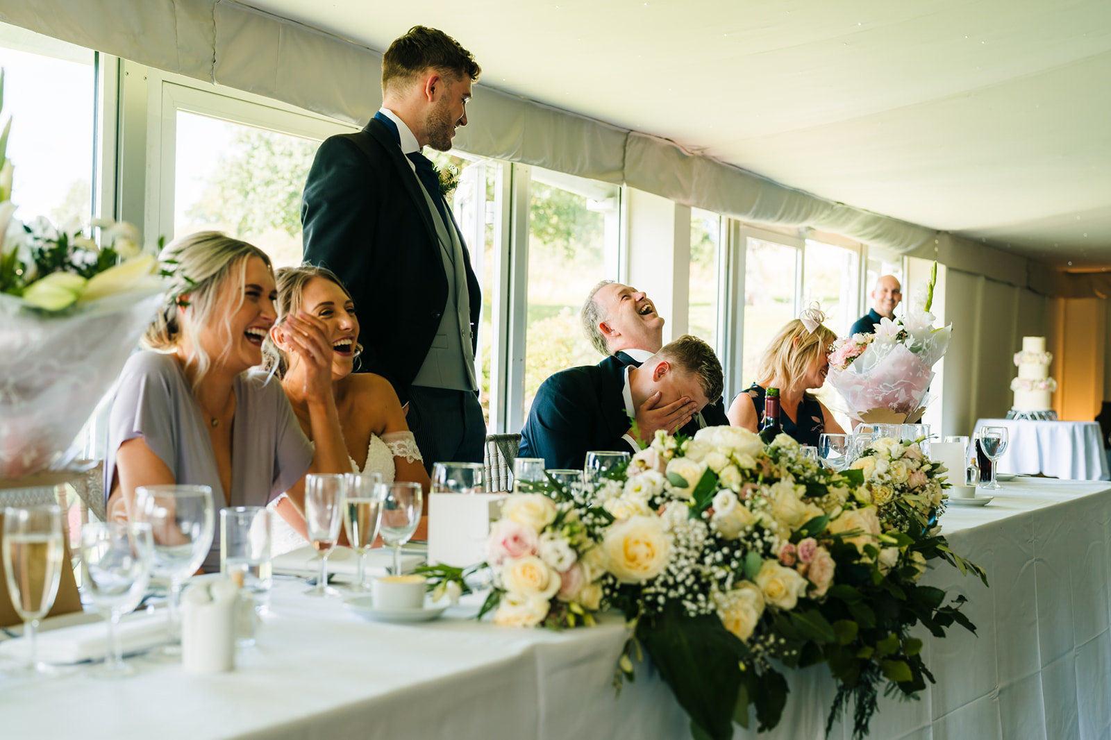 Shottle Hall Wedding Photography - the best man reacts to the grooms joke