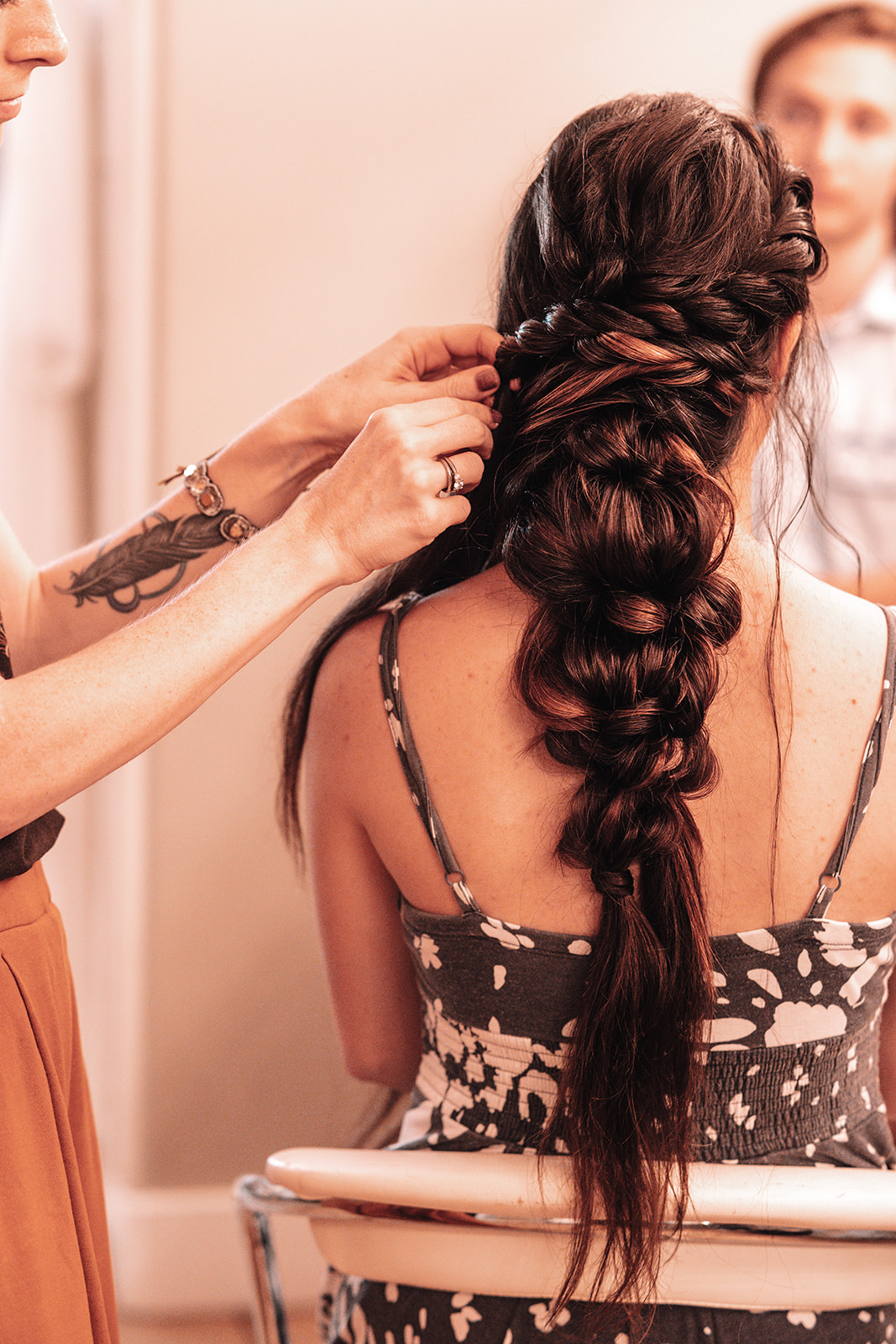 The Stylist Abroad working her magic for a bridal boho hairstyle