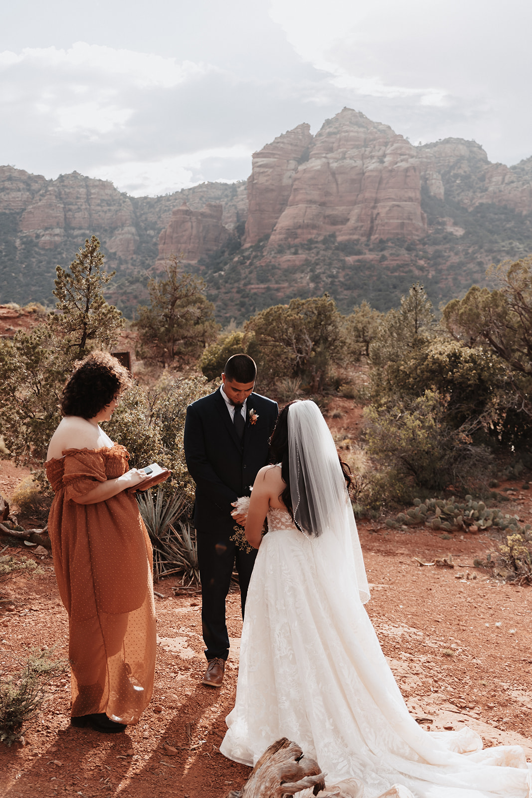 A couple at their sedona elopement ceremony