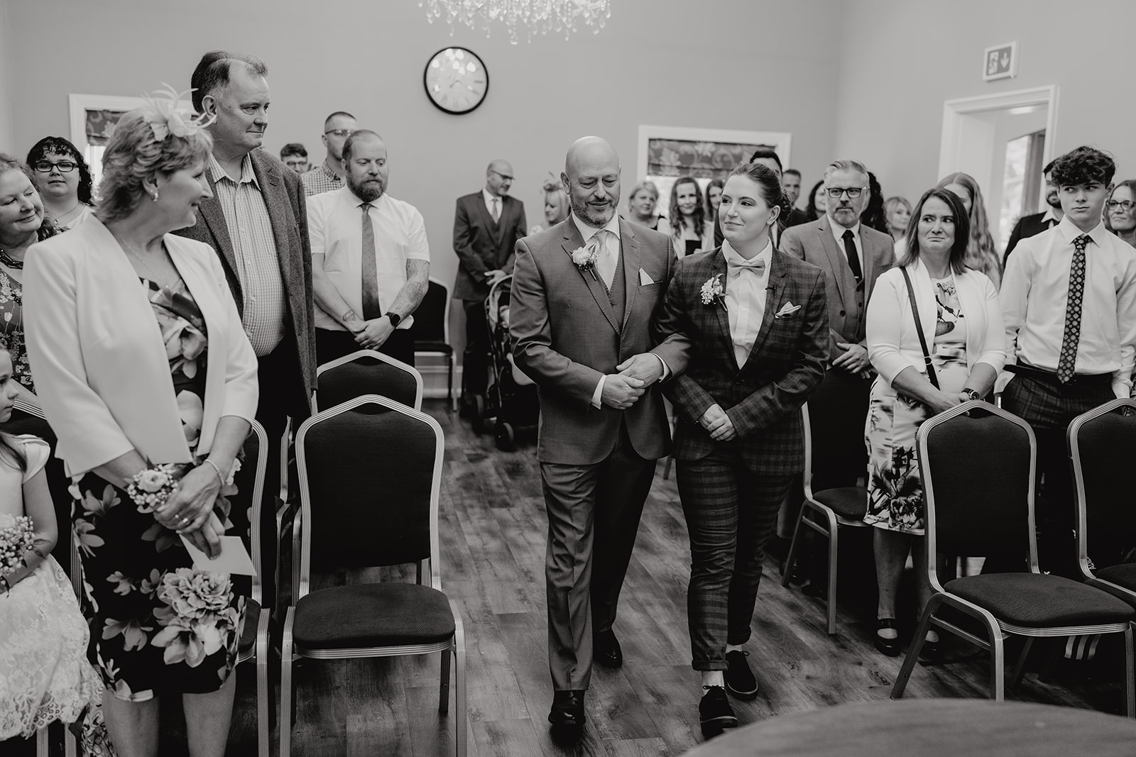 The Brewhouse & Kitchen Wedding Photography - the bride and her dad walking down the wedding aisle