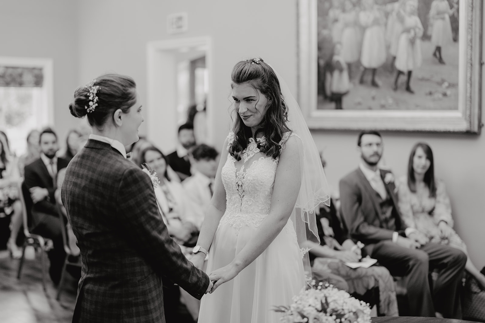 The Brewhouse & Kitchen Wedding Photography - the bride taking in a deep breath during the wedding ceremony