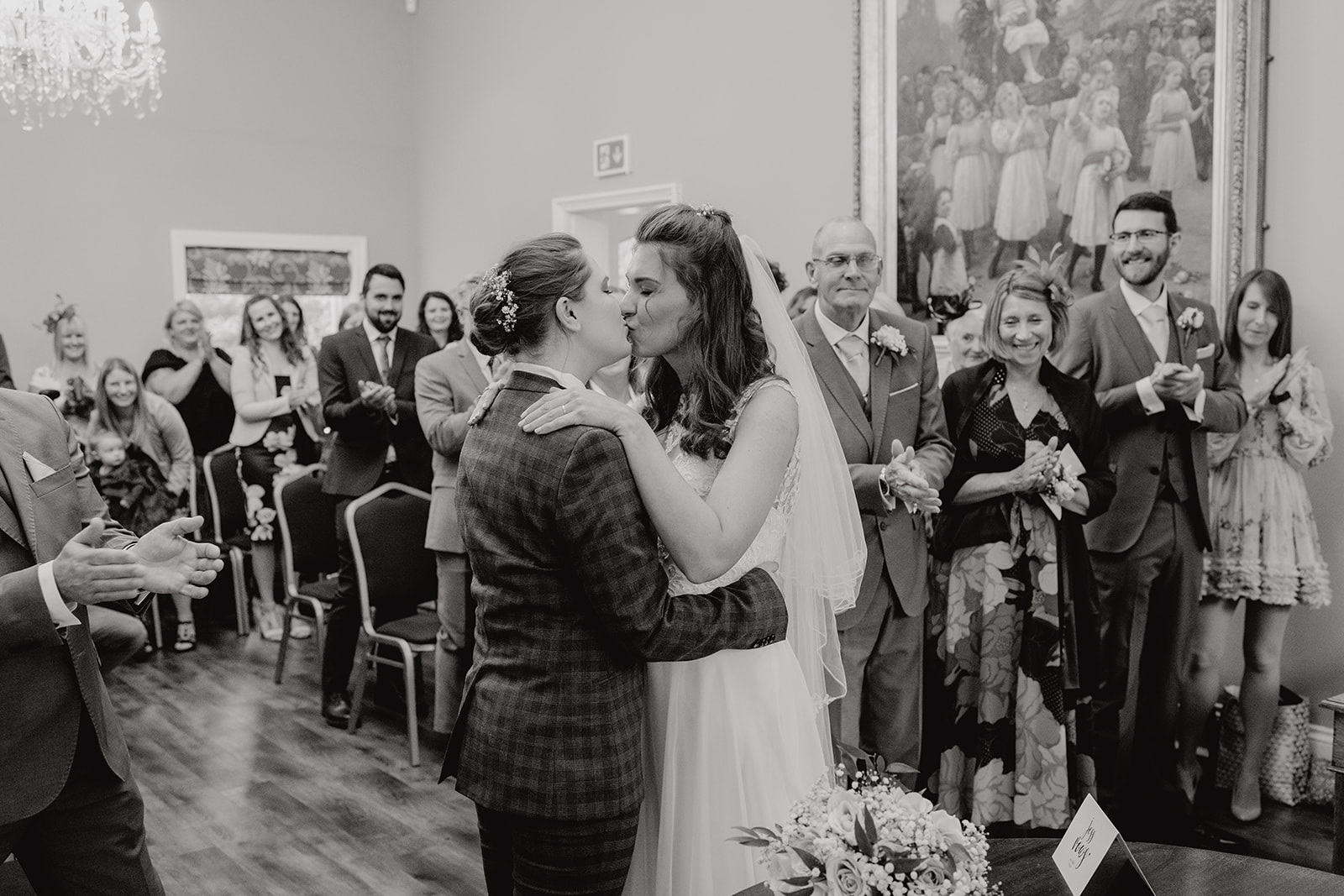 The Brewhouse & Kitchen Wedding Photography - the two brides kissed during their wedding ceremony