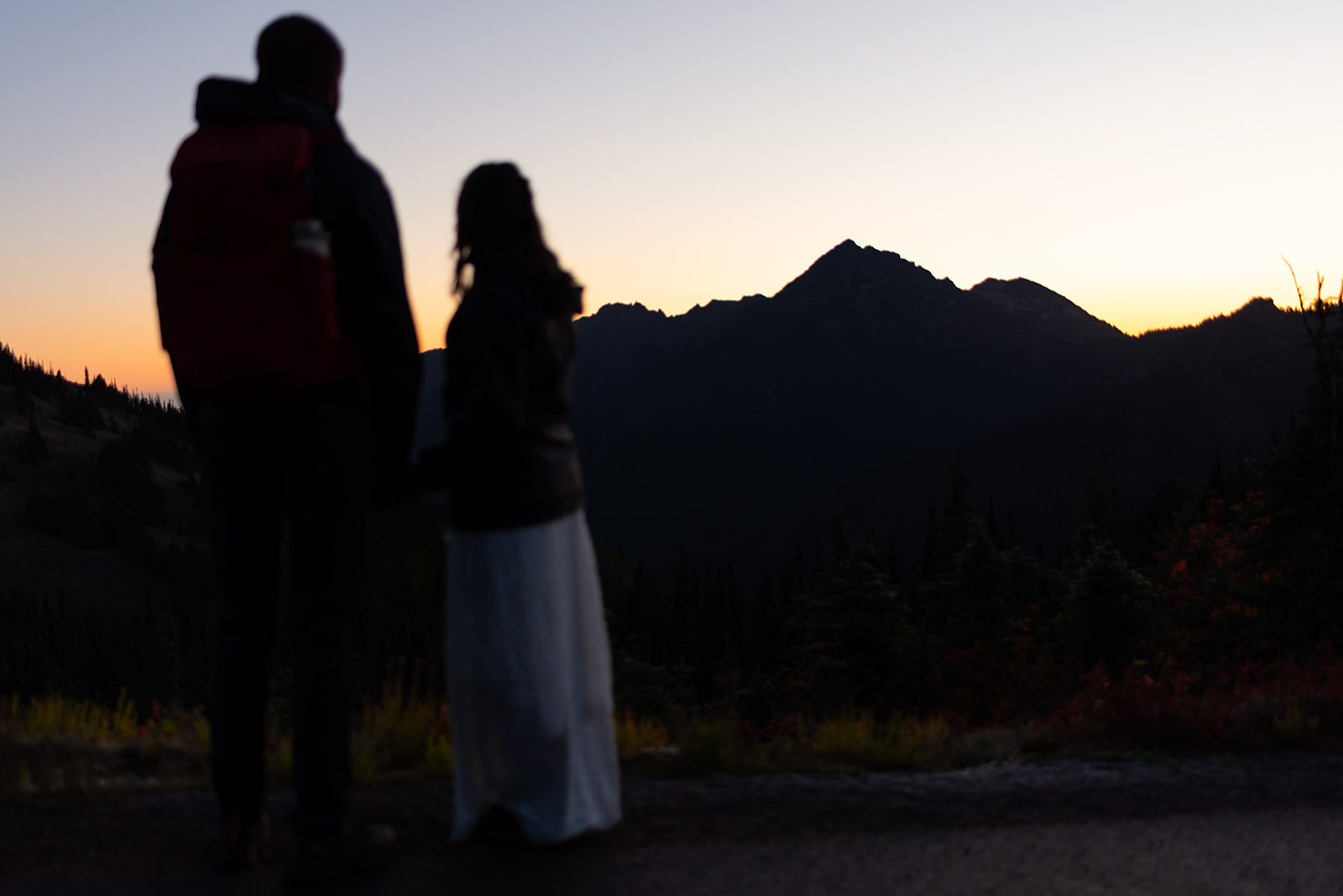This is a couple on their wedding day at sunrise.