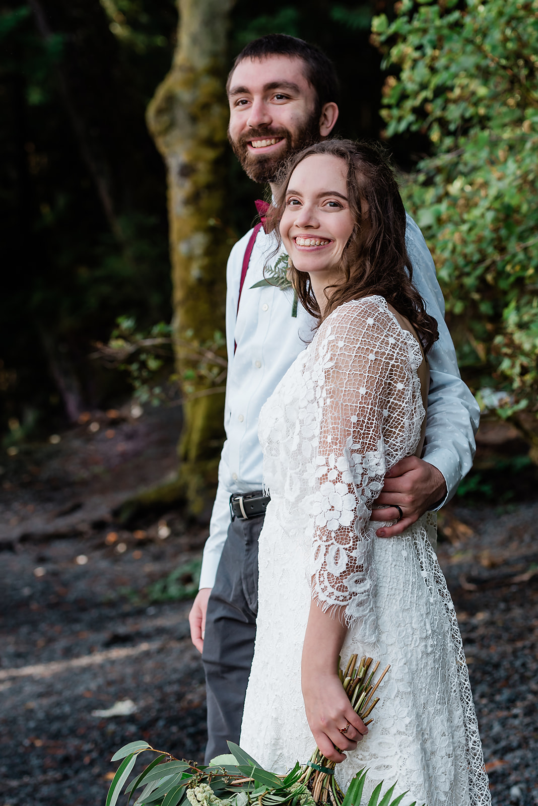 This is a picture of a bride and groom during their Olympic National Park elopement.