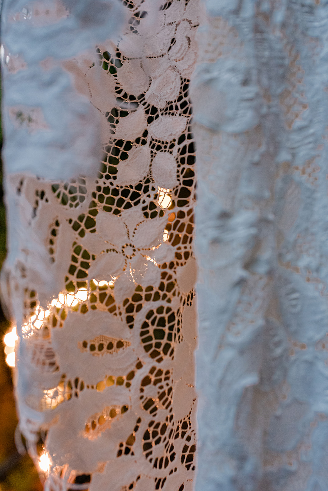 This is a picture of a close-up of a wedding dress.