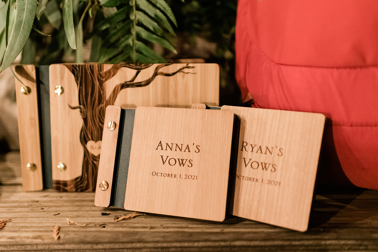 This is a picture of 2 vow books during an elopement.