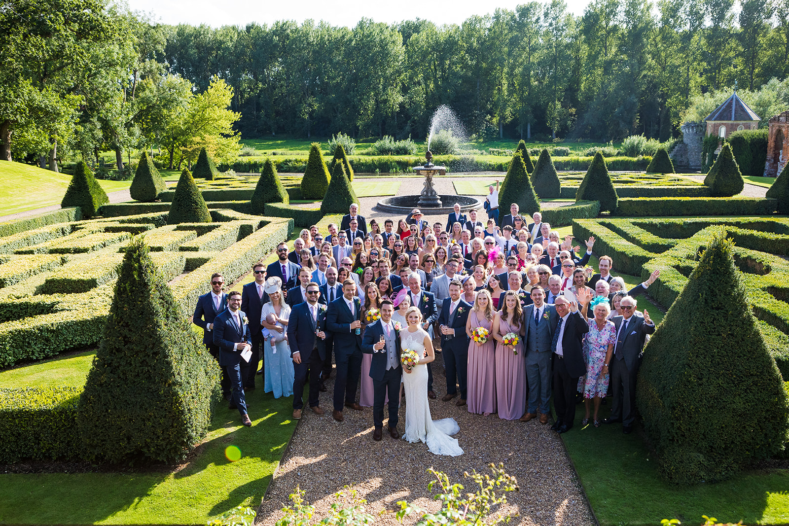 Wedding party at Oxnead Hall Norfolk on their wedding day
