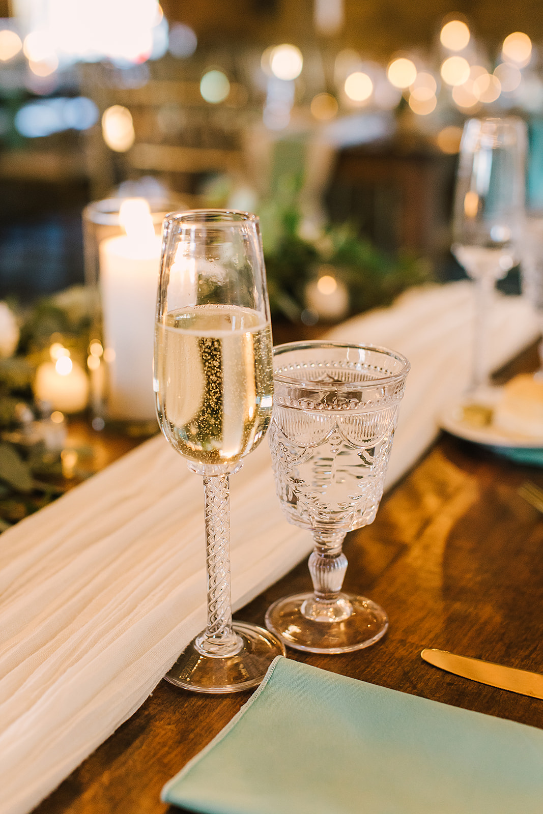 Riverwinds farm and estate Saco Maine Wedding reception details barn long tables desserts champagne