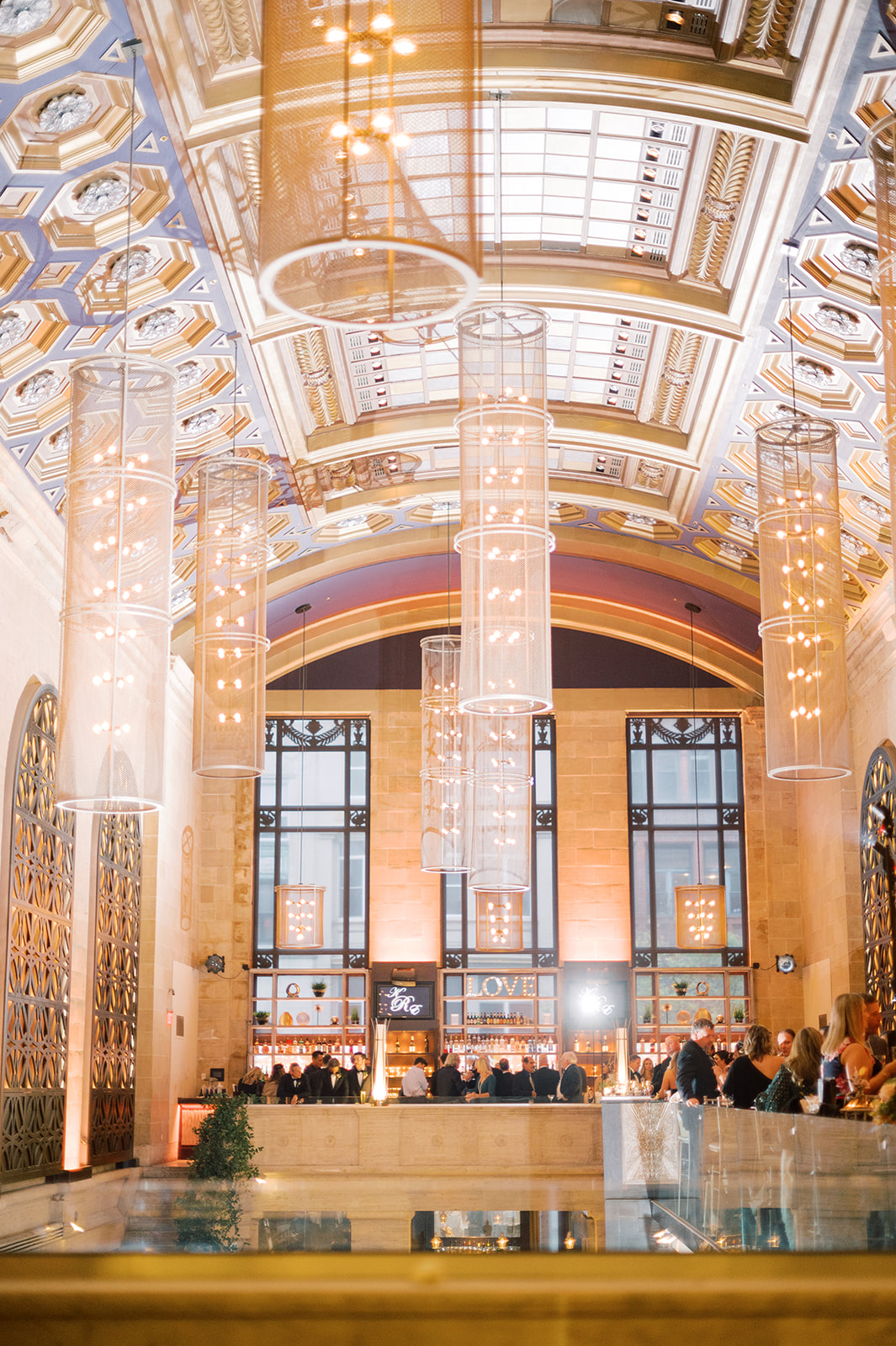 grand architecture of historic building at Classic and Airy AutumnWedding at Philadelphia’s Union Trust