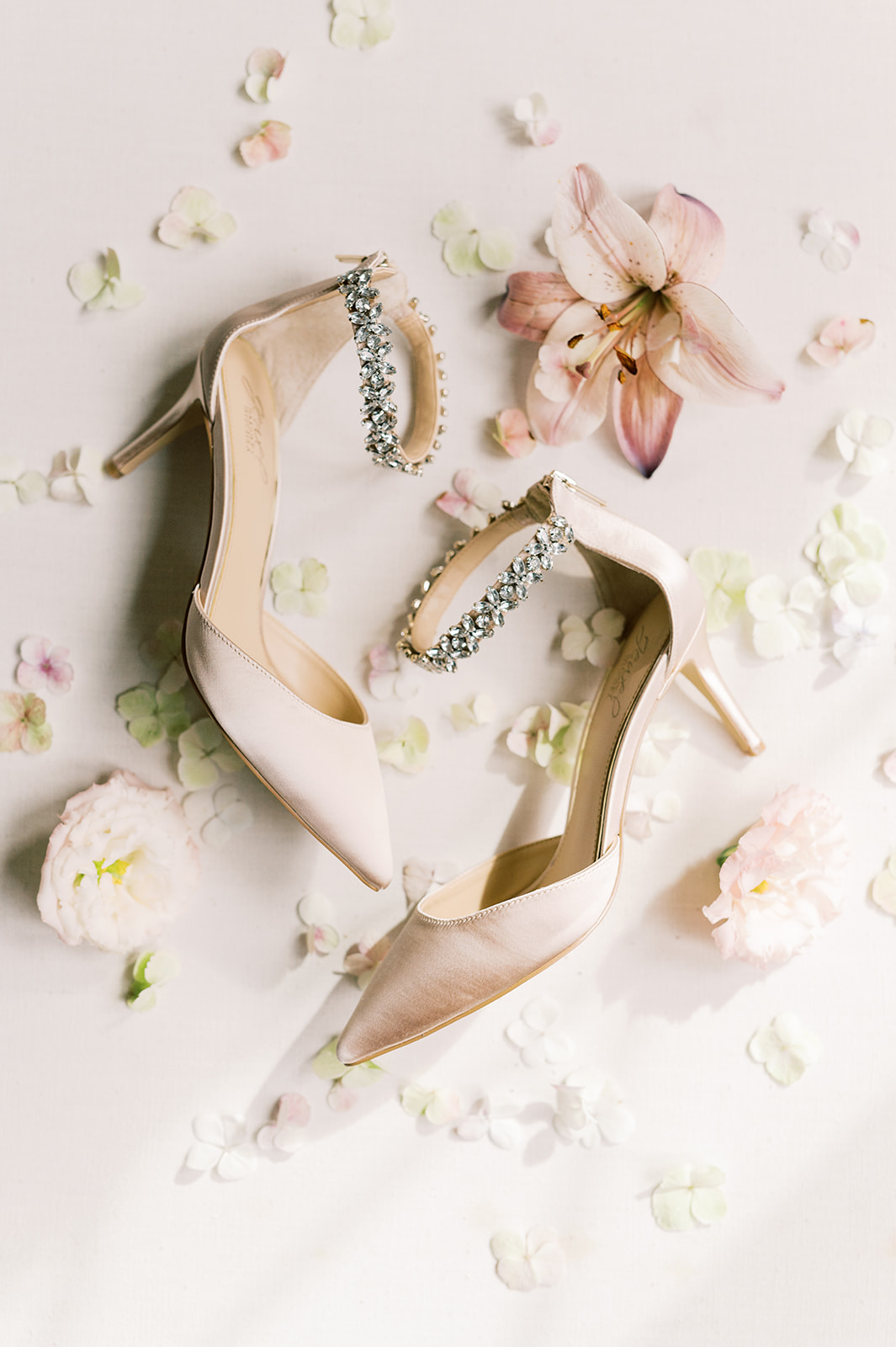 modern luxury white pumps in satin for Classic and Airy AutumnWedding at Philadelphia’s Union Trust
