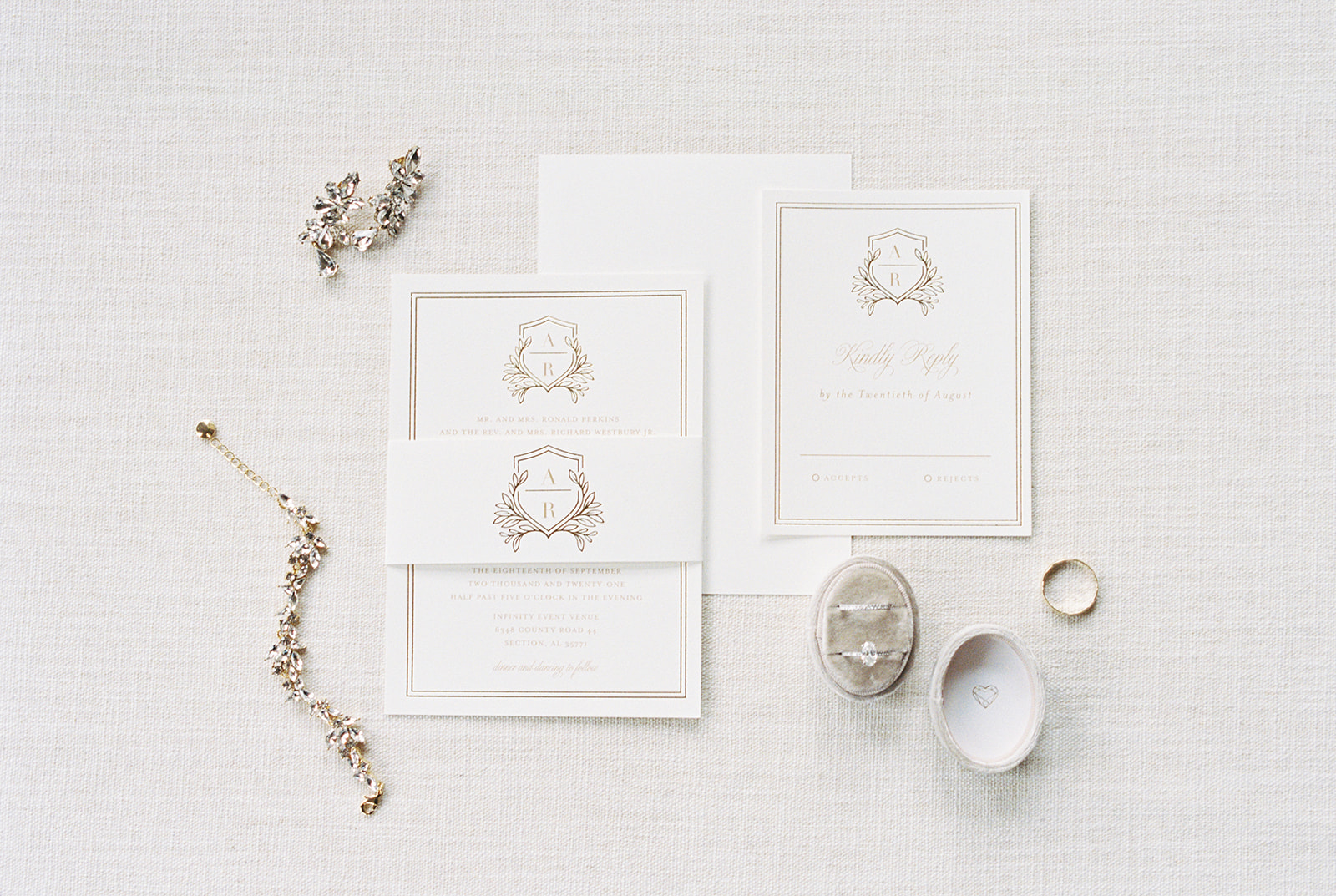 classic white wedding invitation suite