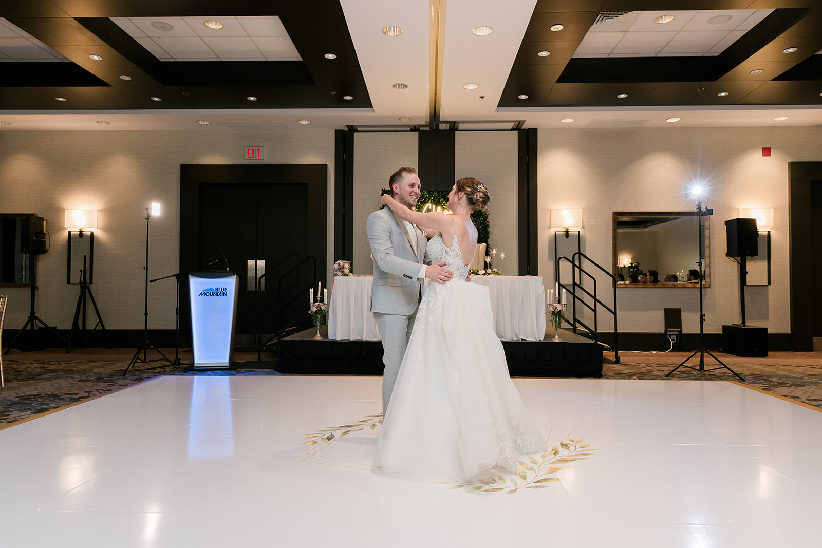 Bride and Groom dancing in the convention room at Blue Mountain Resort