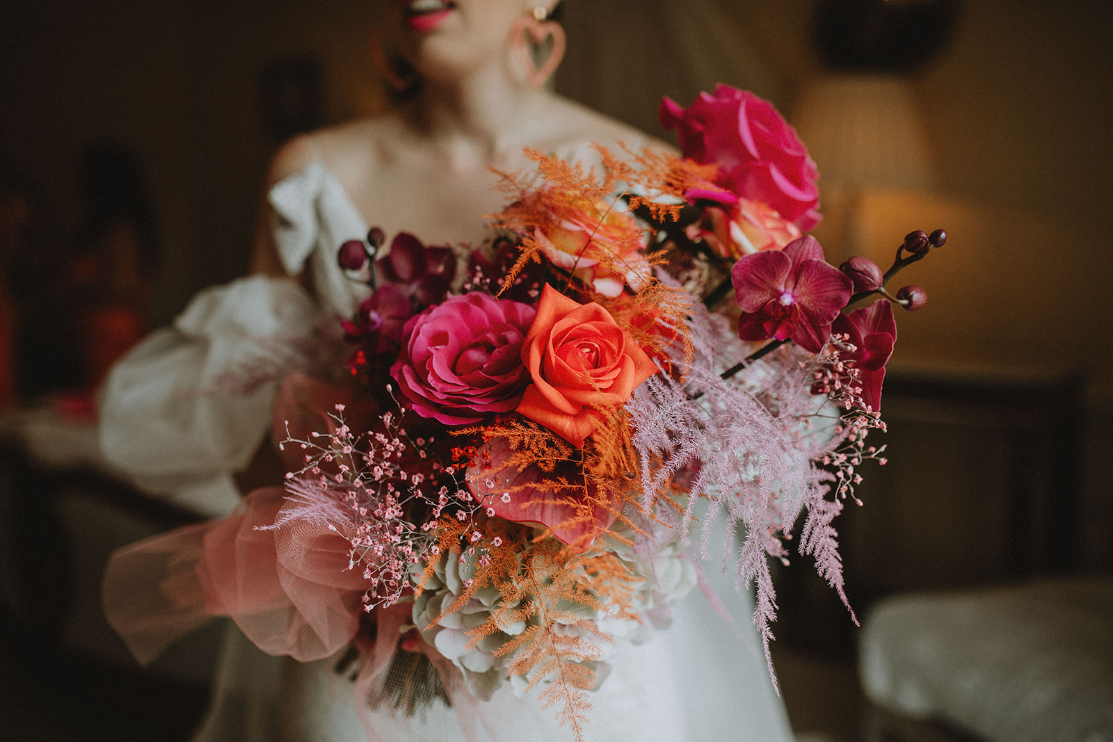 colourful wedding bouquet dorset