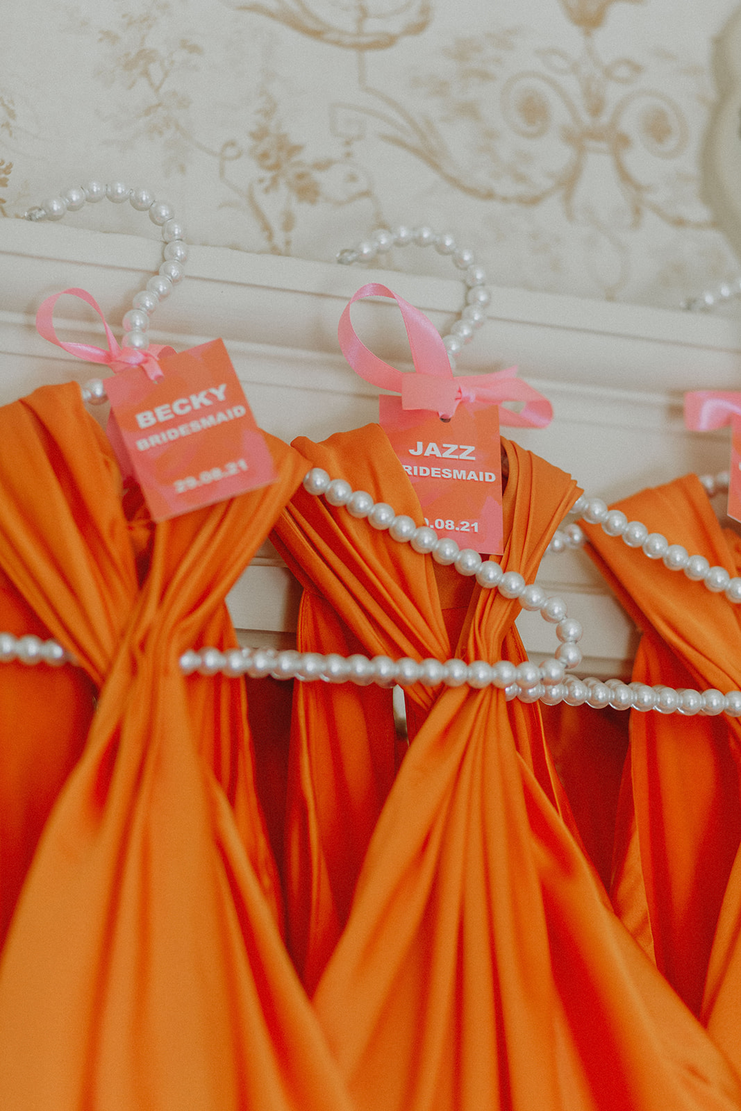 orange bridesmaids dresses