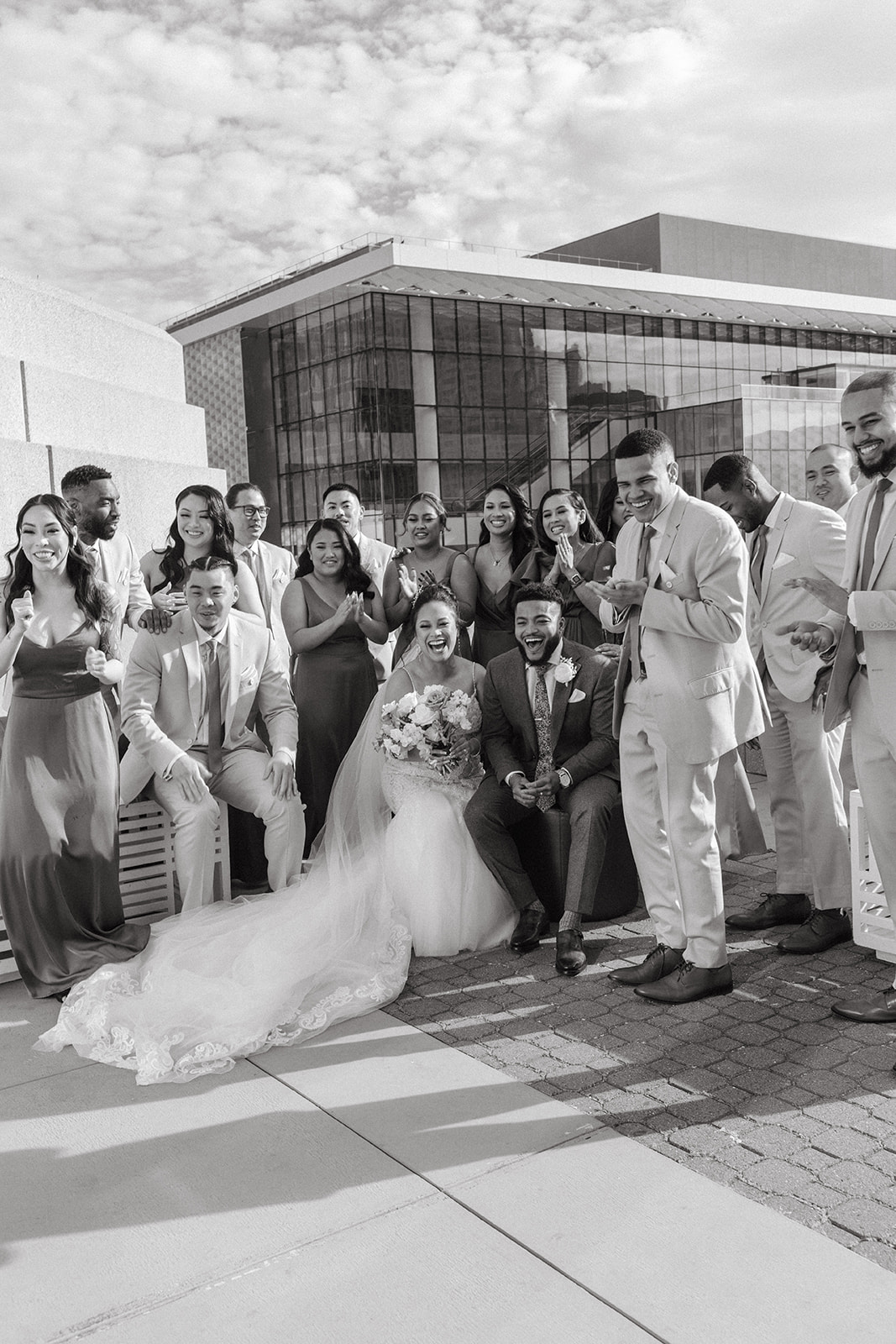 A couple who got married in Downtown San Francisco and took bridal party photos