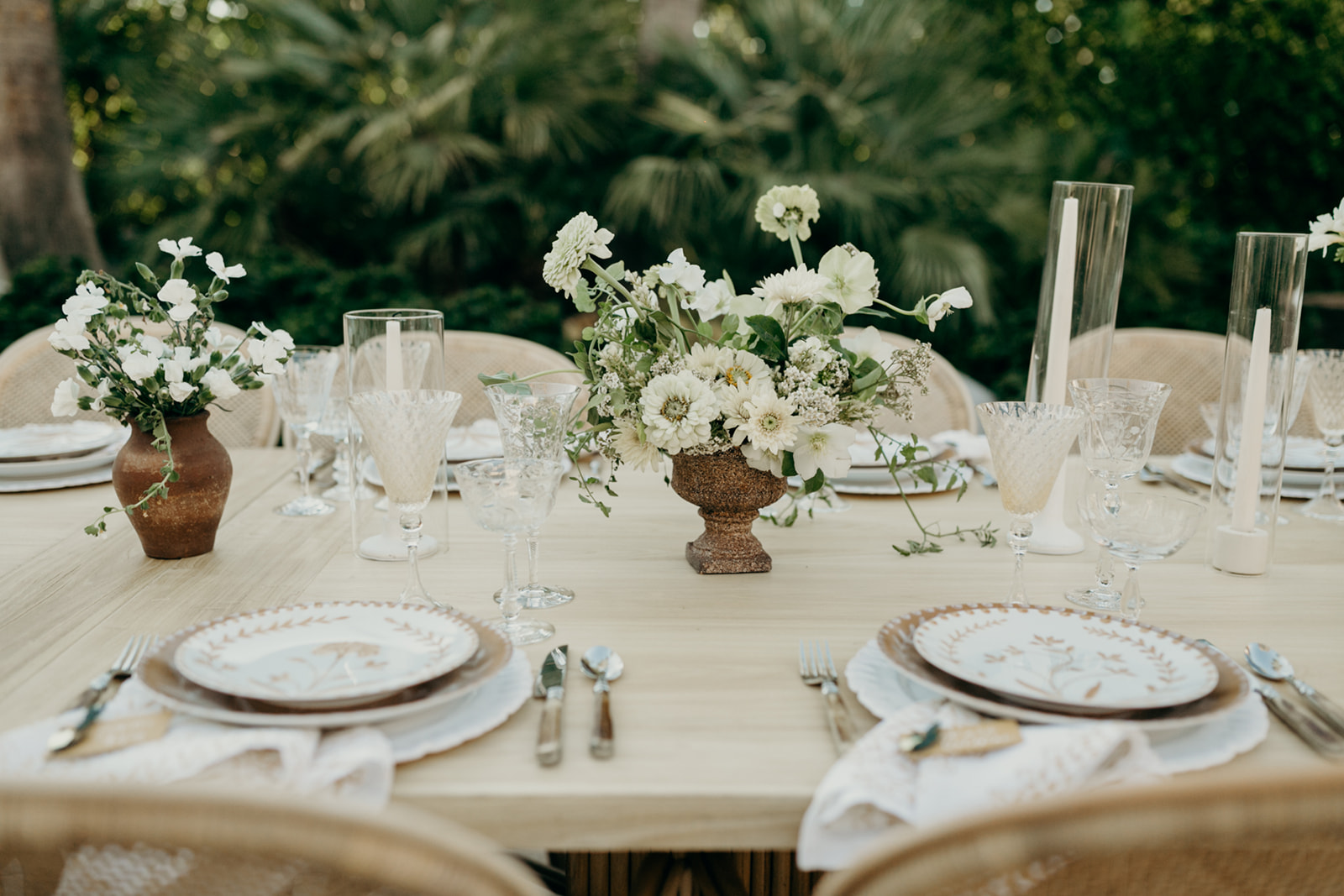 white and beige wedding color details