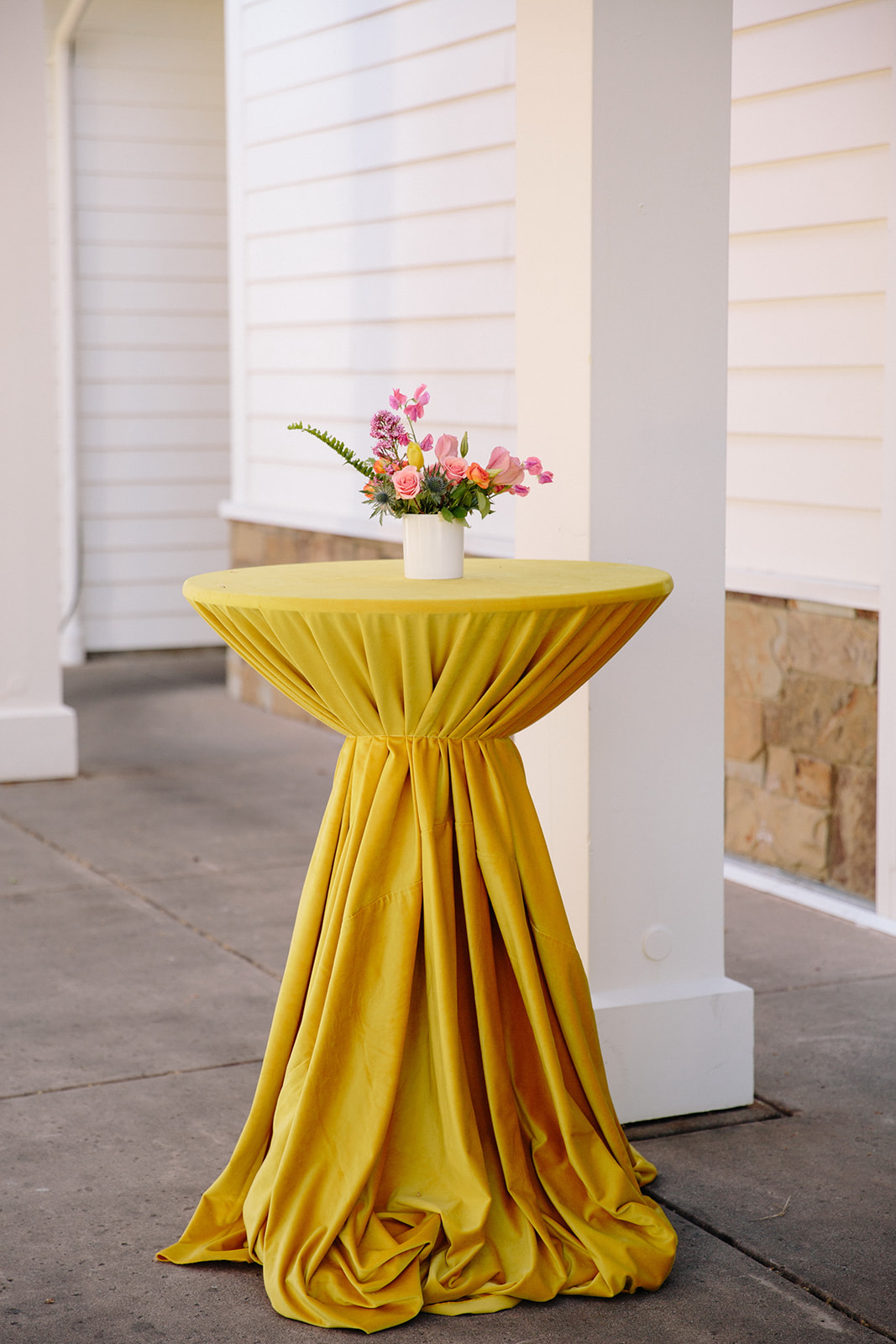 yellow table linens for wedding at Solage