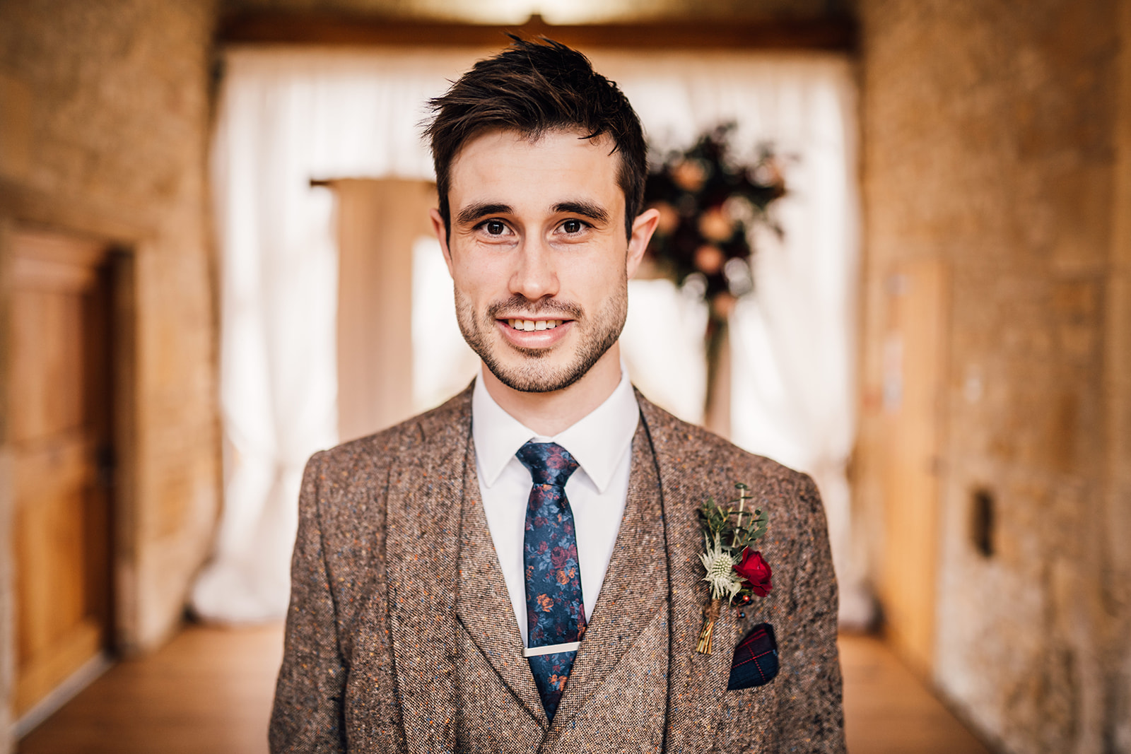 tweed suit groom cotswolds wedding
