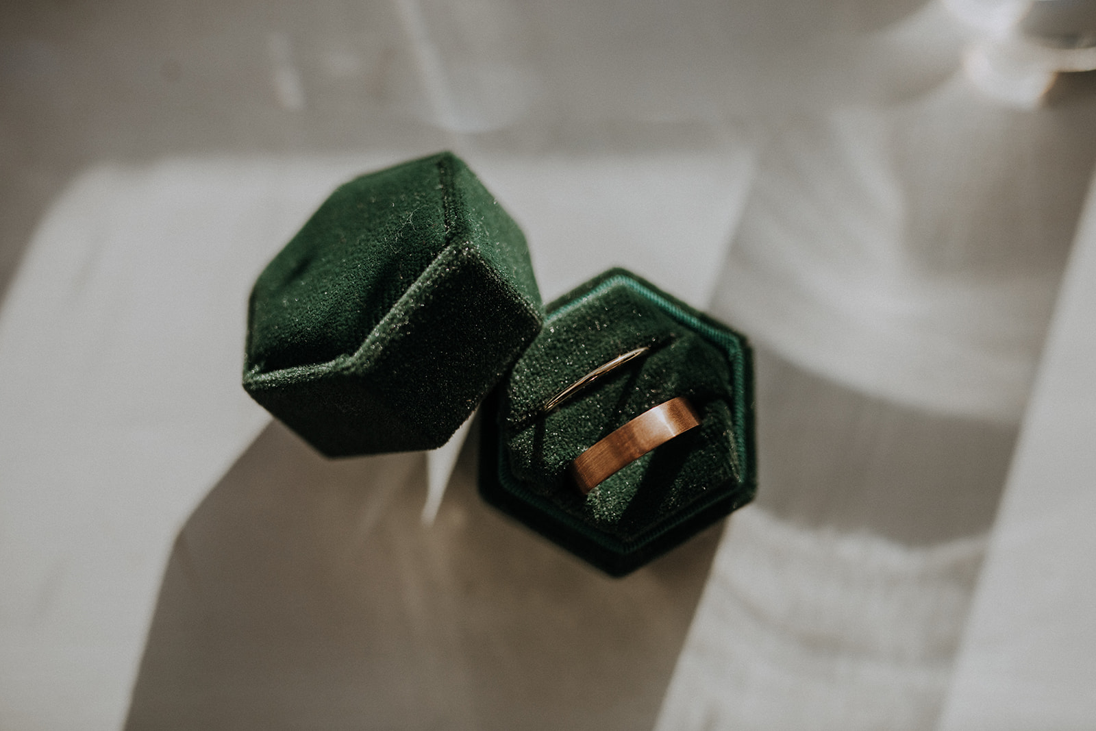 wedding ring in velvet box