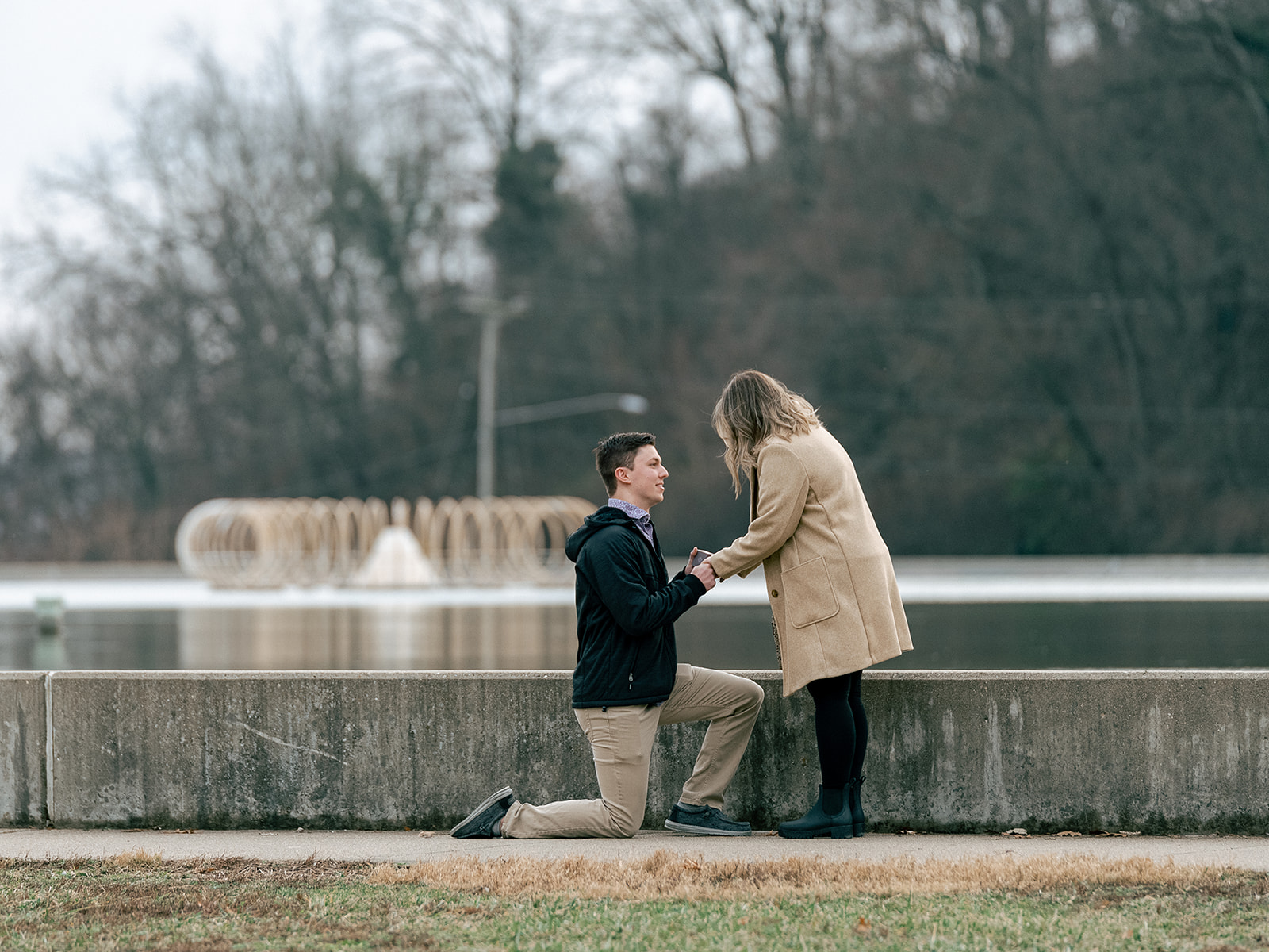 Proposal at Mirror Lake in Eden Park Cincinnati