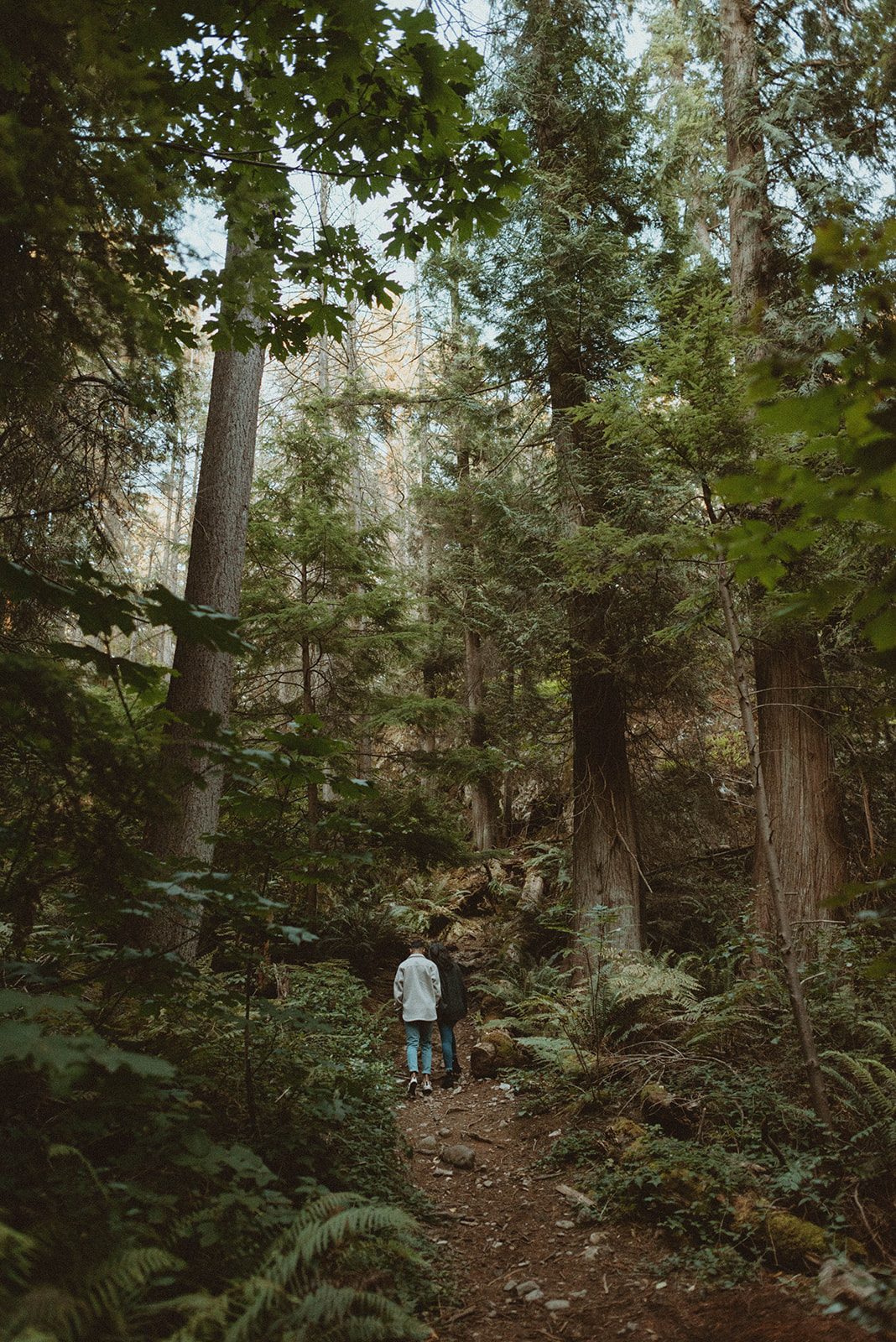 couple walking along forest trail in Vancouver BC