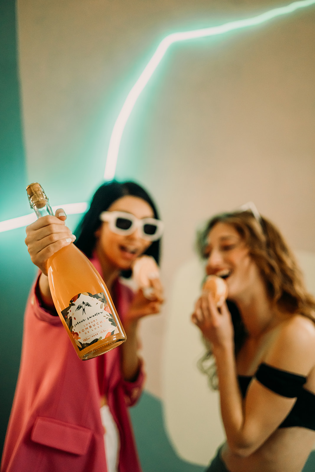 Enchanting moments captured in the Silver Swallow non-alcoholic sparkling rosé wine shoot