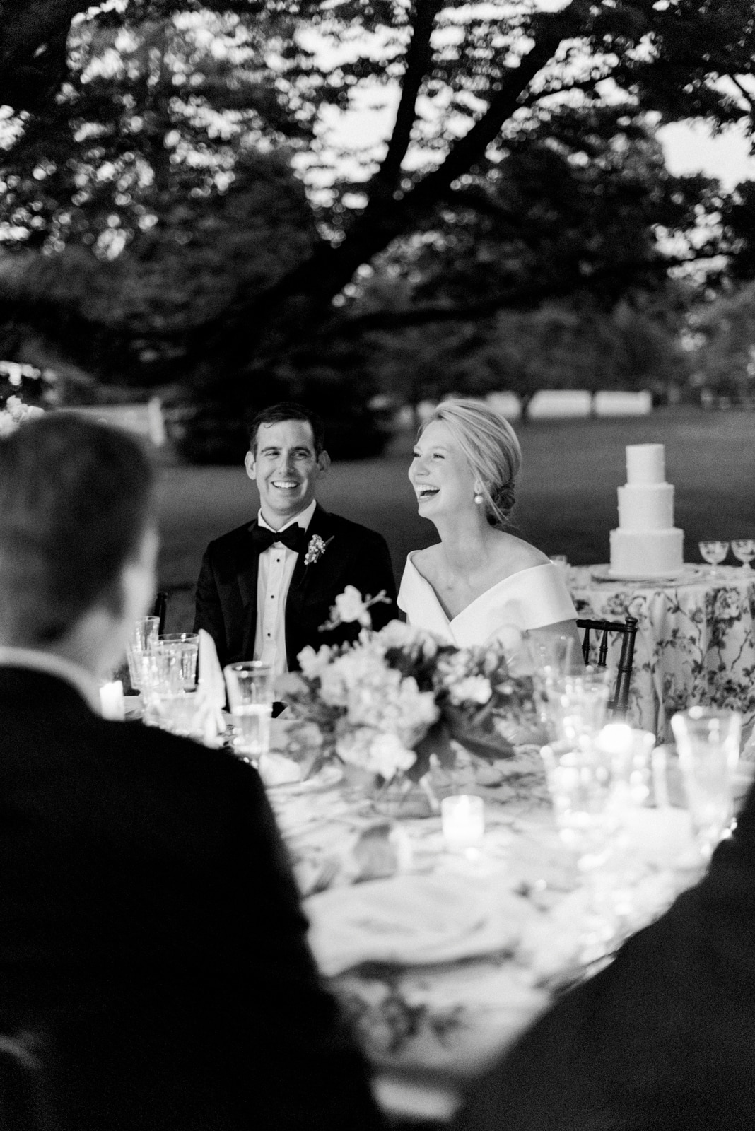 bride and groom enjoying toasts at their Fairfield Connecticut Wedding