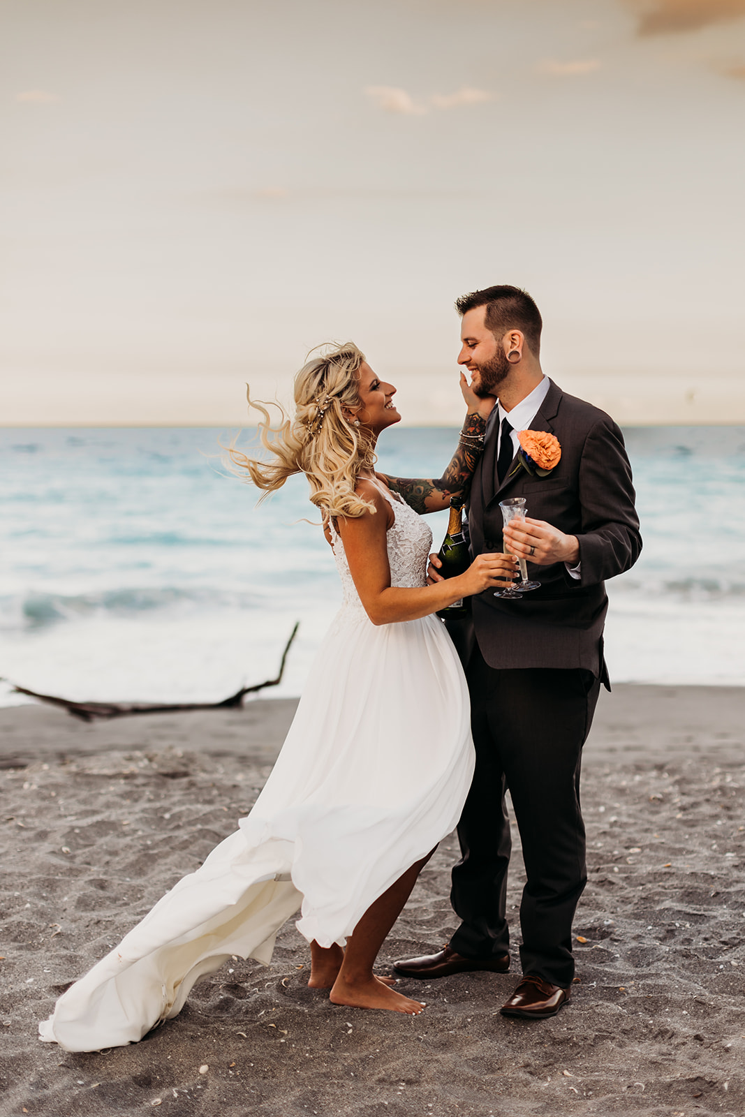 Jupiter Beach Resort Wedding Photos bride and groom portraits 