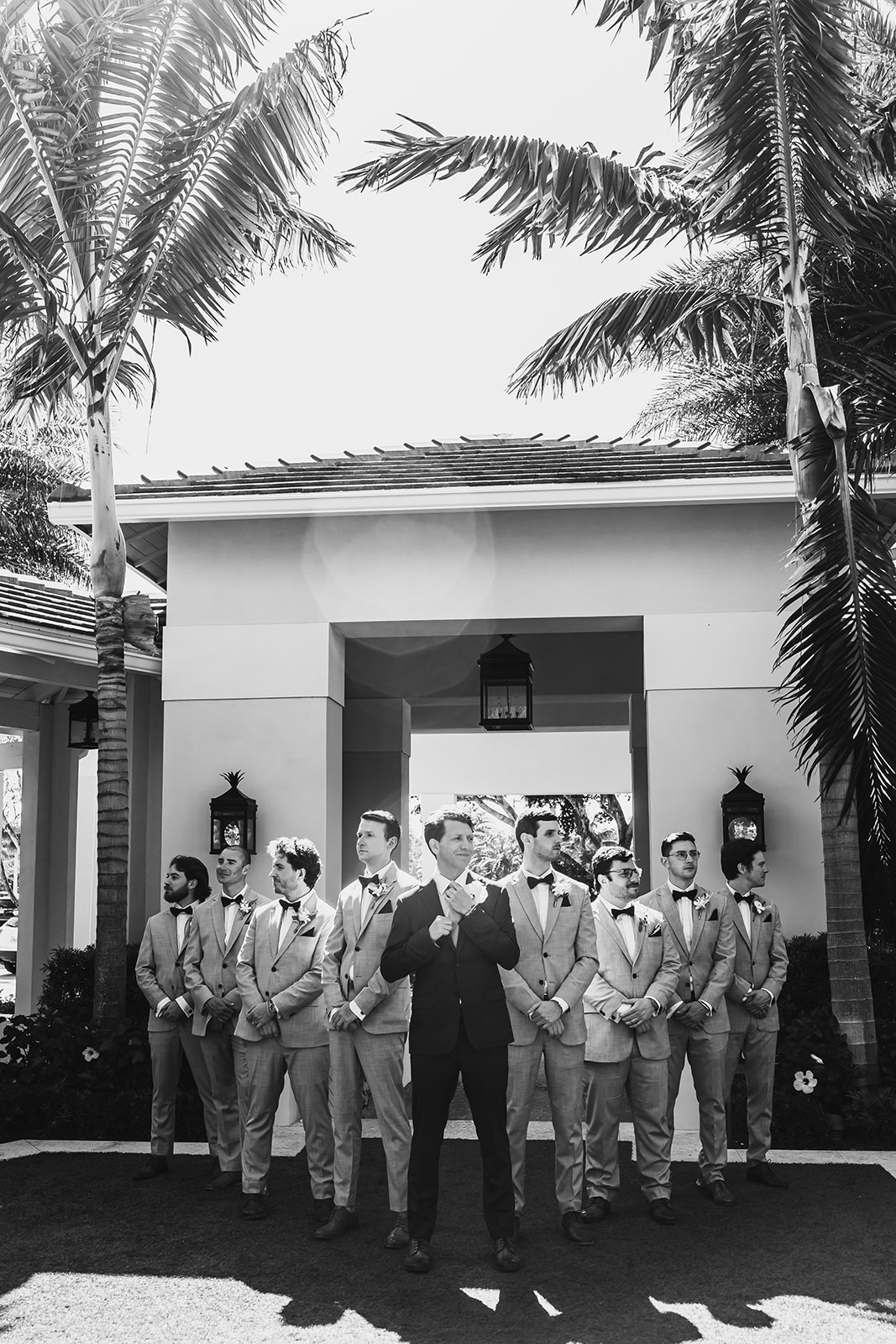Pelican club wedding groomsmen party portraits 